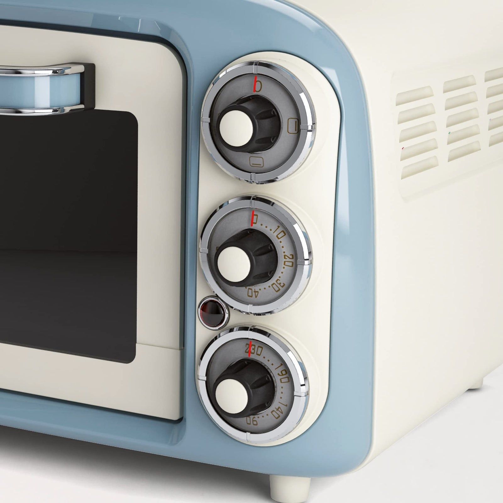 Ariete Mini Vintage Electric Oven – 1380W, 18L Capacity, 60-Minute Timer, 230°C Max Temperature, Stainless Steel Grill – Blue ART979/05