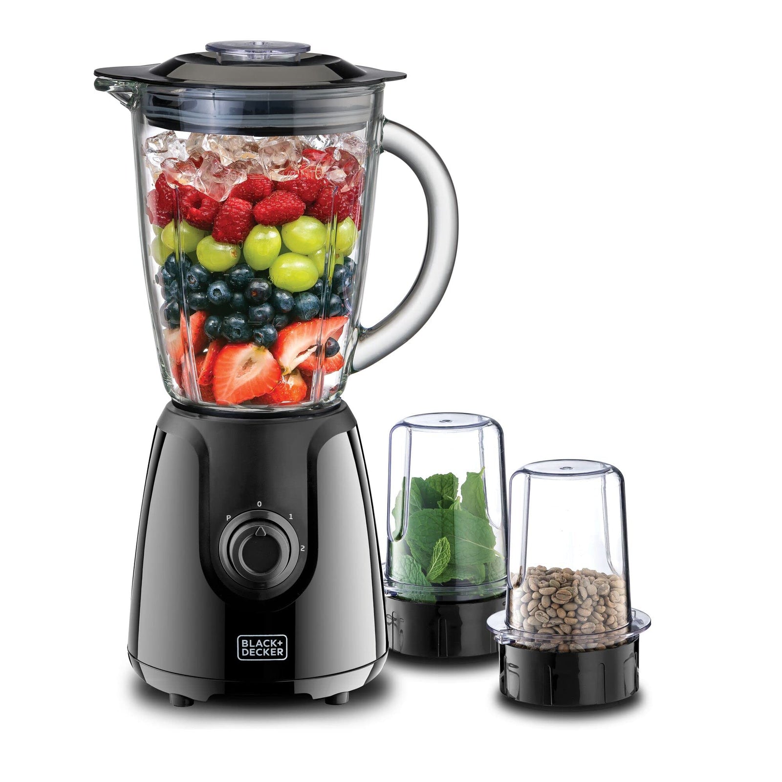 Black & Decker 400W Blender With Glass Jar And 2 Grinding Mill, Black, Bx440G-B5, Year Warranty