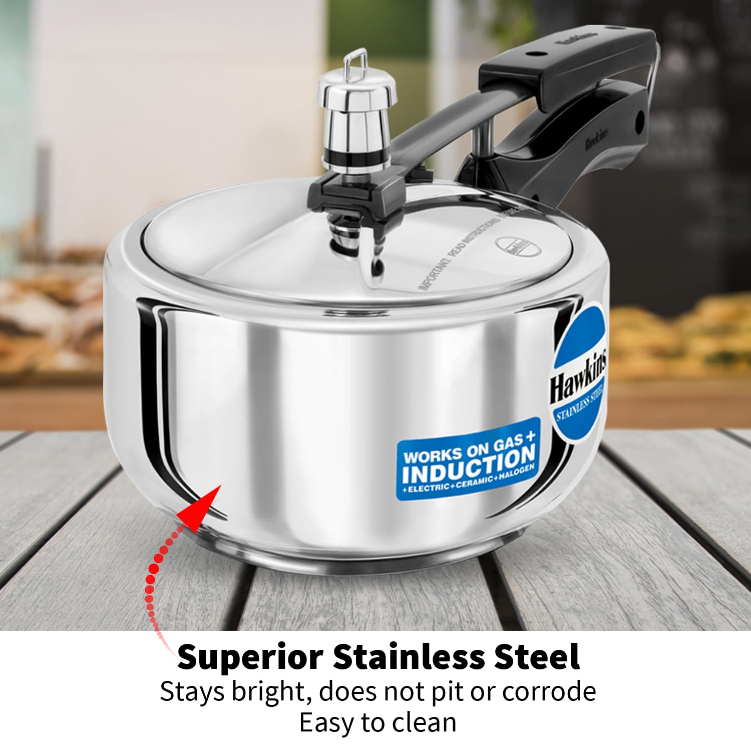 Hawkins Stainless Steel Induction Compatible Inner Lid Pressure Cooker, 2 Litre, Silver (HSS20)