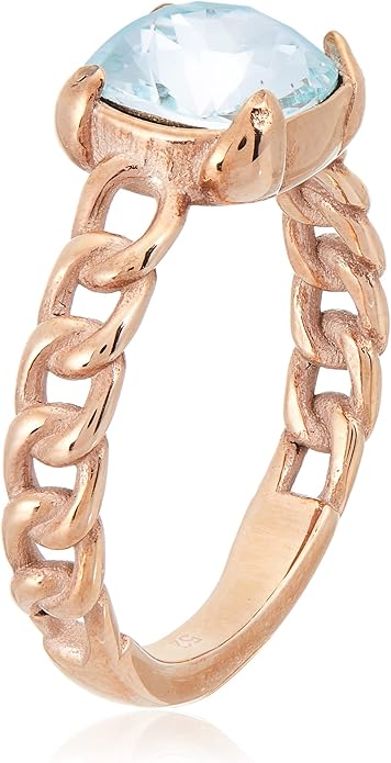 GUESS UBR20027-50 Women's Stainless Steel Ring with Zircon Middle Stone - Rose Gold