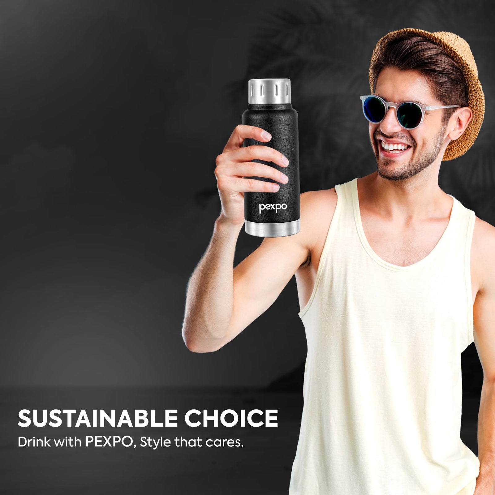 Pexpo Cameo Pro Vacuum Insulated 160ml Stainless Steel Water Bottle - Black Knight| Hot & Cold Upto 4-5 Hours | Leak Proof | Office, School, Gym & Travelling|Men, Women & Kids| Limited RCB Edition