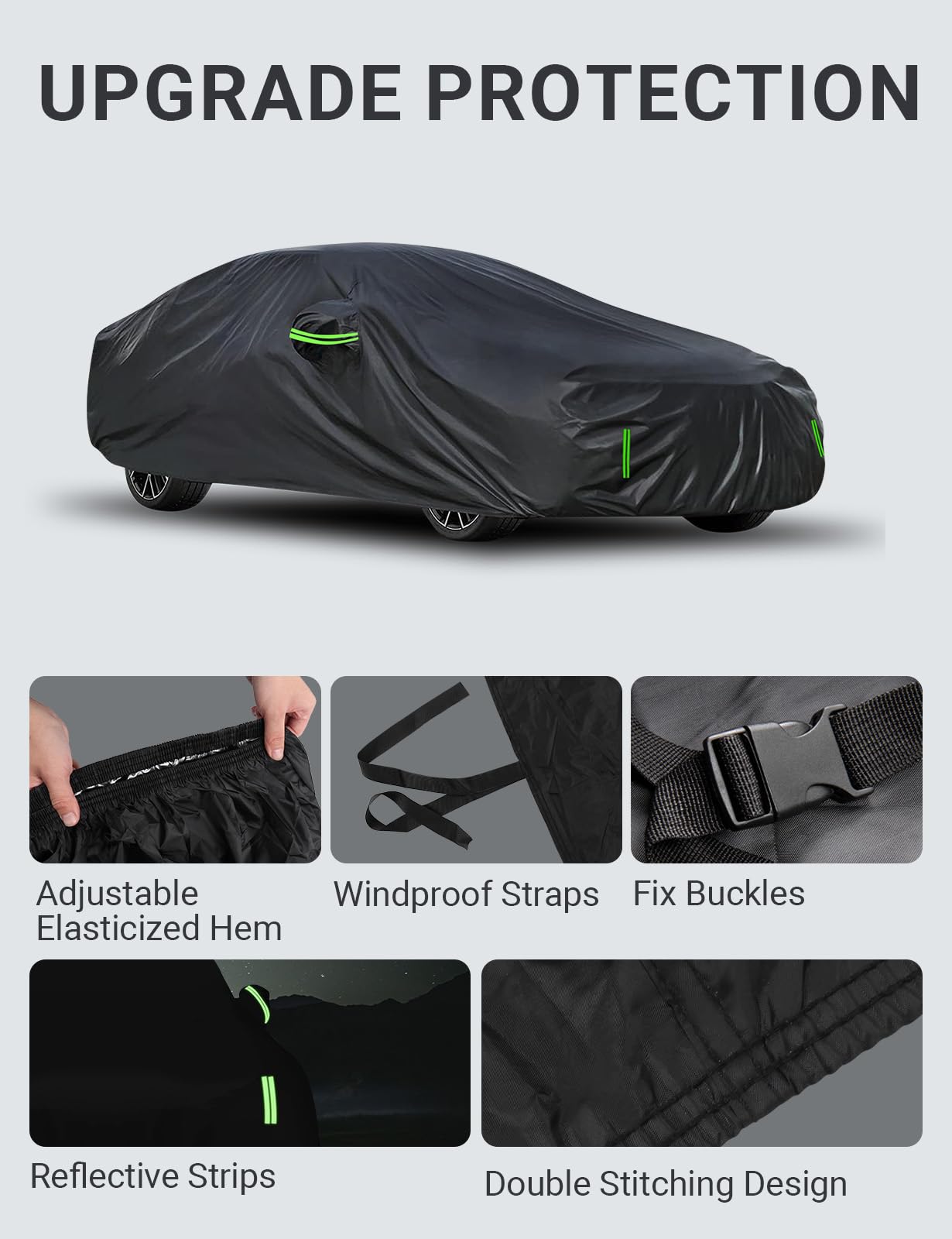 Car Cover for Honda Accord 2019-2022 2023, Waterproof All Weather for Automobiles, Windproof Snowproof Rain Hail Sun UV Protection Full Outdoor Indoor Exterior Car Covers, Black