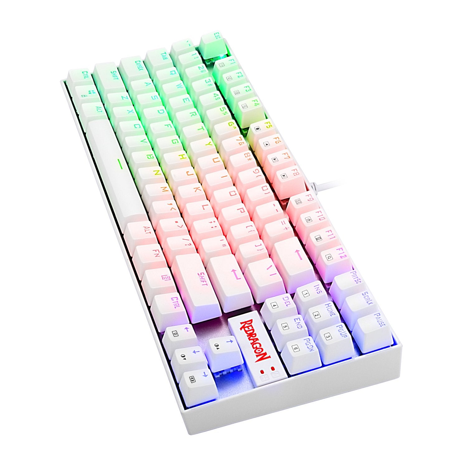 Redragon K552 Mechanical Gaming Keyboard 60 Percent Compact 87 Key Kumara Wired Anti-Dust Proof Red Switches for Windows PC Gamers (RGB Backlit White)