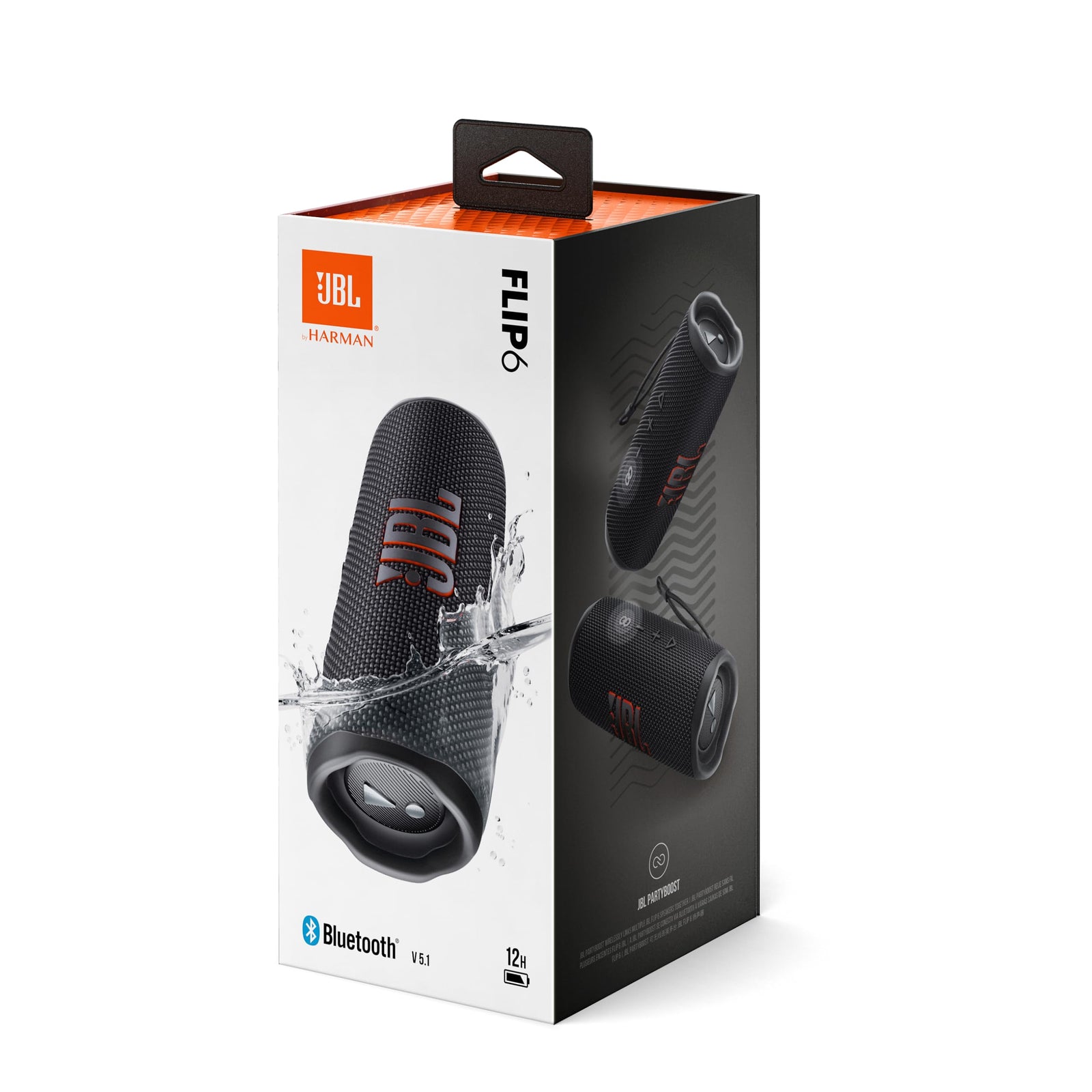 JBL Flip 6 Portable IP67 Waterproof Speaker with Bold Original Pro Sound, 2-Way Speaker, Powerful Sound and Deep Bass, 12 Hours Battery, Safe USB-C Charging Protection - Black, JBLFLIP6BLK
