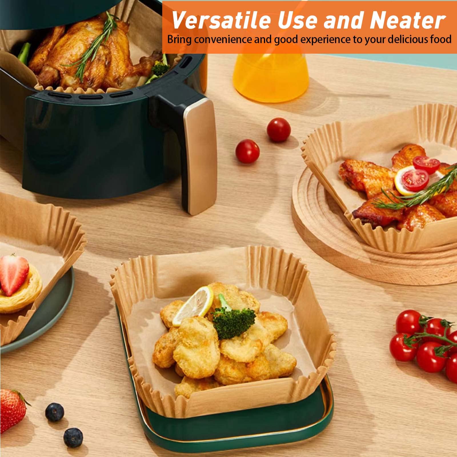 50Pcs Air Fryer Disposable Paper Liner, Air Fryer Liners Square, Baking Paper for Air Fryer Water-proof,Parchment Paper for Baking Roasting Microwave,7.9 inch/20cm,Square