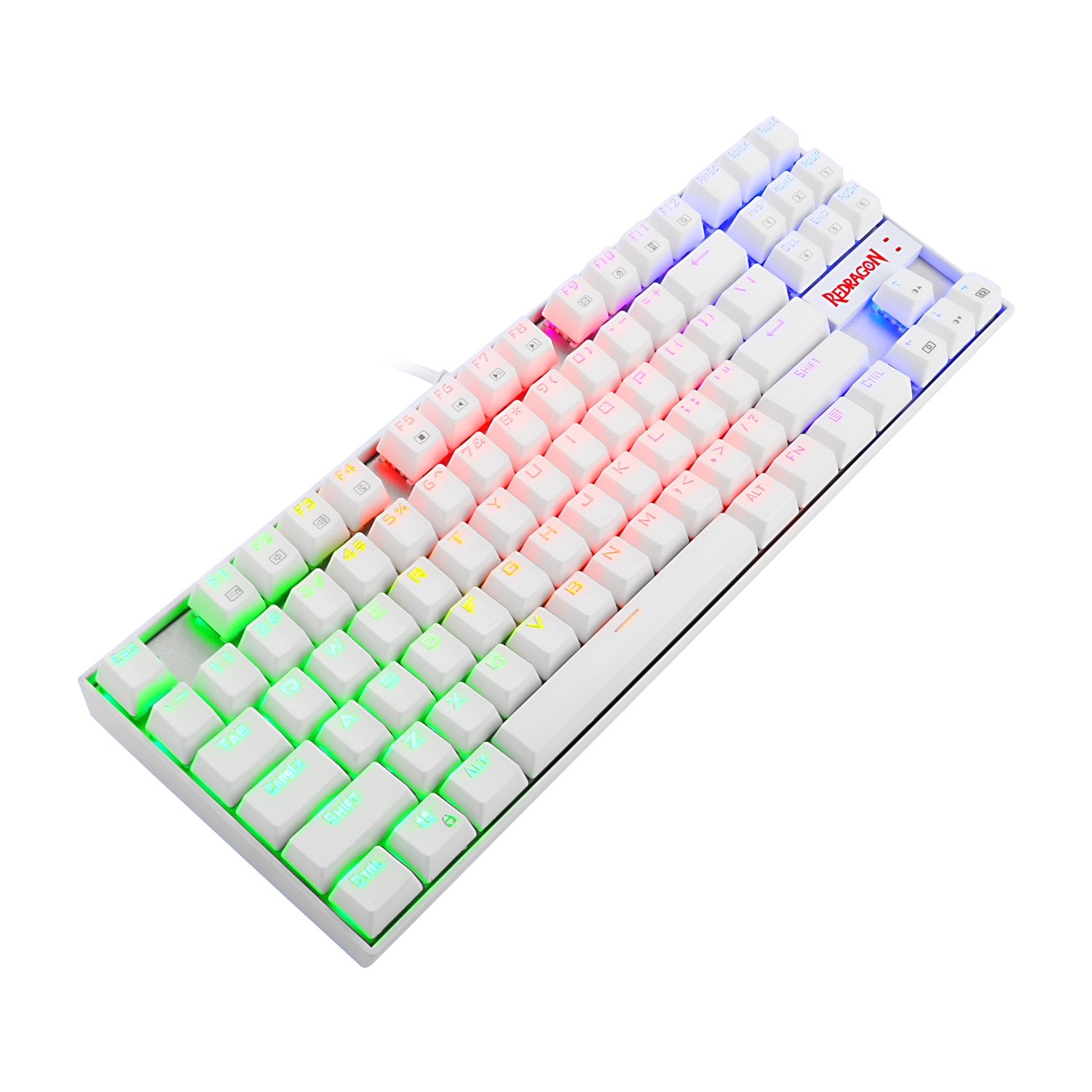 Redragon K552 Mechanical Gaming Keyboard 60 Percent Compact 87 Key Kumara Wired Anti-Dust Proof Red Switches for Windows PC Gamers (RGB Backlit White)