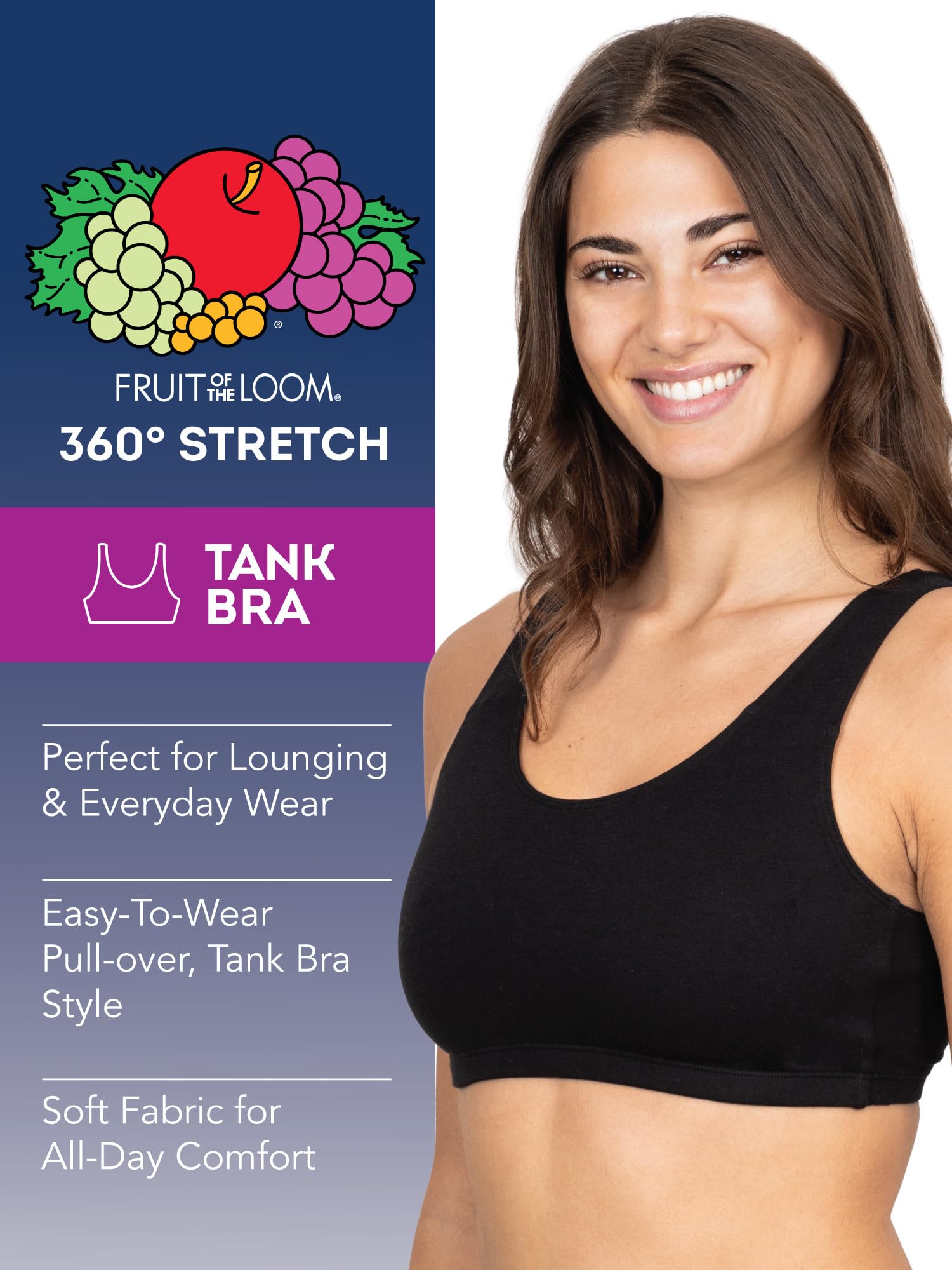 Fruit of the Loom womens Tank Style Cotton Sports Bra Sports Bra (pack of 4)