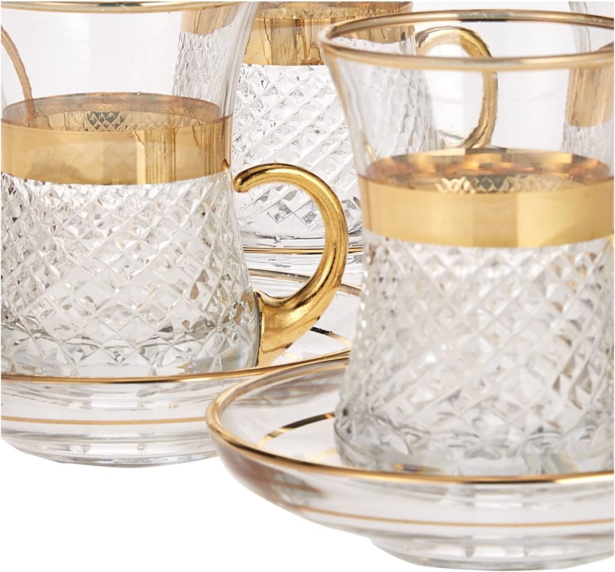 ABKA Turkey Vintage Turkish Tea Glasses Cups Set of 12 for Party - (Arabic tea cups) 12PCS ISTIKAN CUP SET SILVER DKR