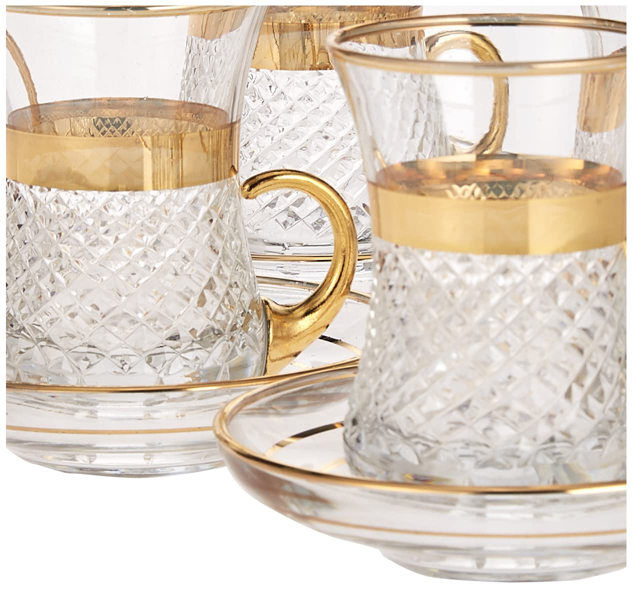 ABKA Turkey Vintage Turkish Tea Glasses Cups Set of 12 for Party - (Arabic tea cups) 12PCS ISTIKAN CUP SET SILVER DKR