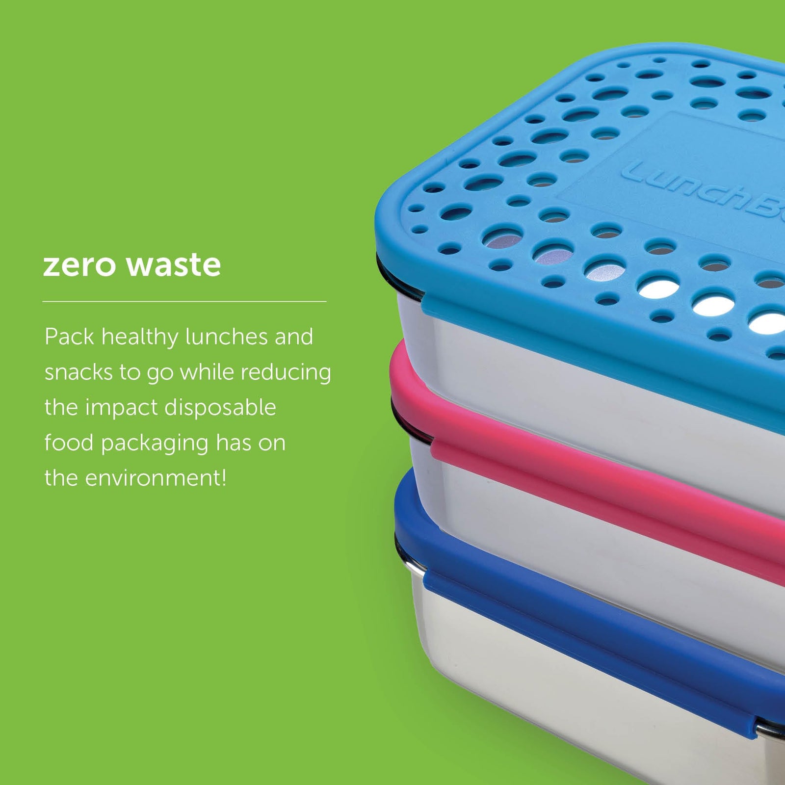LunchBots Trio II Stainless Steel Food Container - Three Section Design Perfect for Healthy Snacks, Sides, or Finger Foods On the Go - Eco-Friendly, Dishwasher Safe and BPA-Free - Aqua Dots