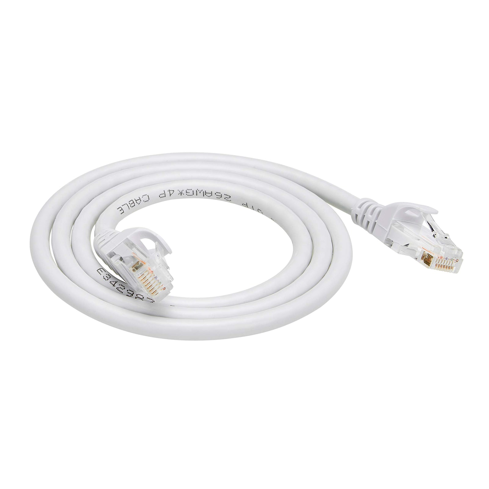 كابل إيثرنت باتش RJ45 Cat-6 من Amazon Basics بدون تشابك - 15 قدم، أبيض، عبوة من 5
