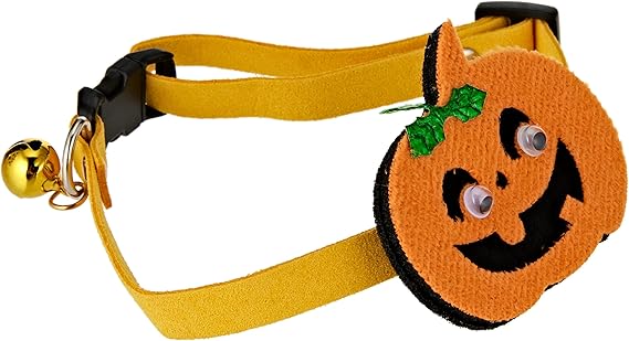 OHANA Halloween CAT DOG COLLAR with PUMPKIN shape Prop in Christmas theme for Pets, Cats, Dogs, Rabbit Costumes - MEDIUM