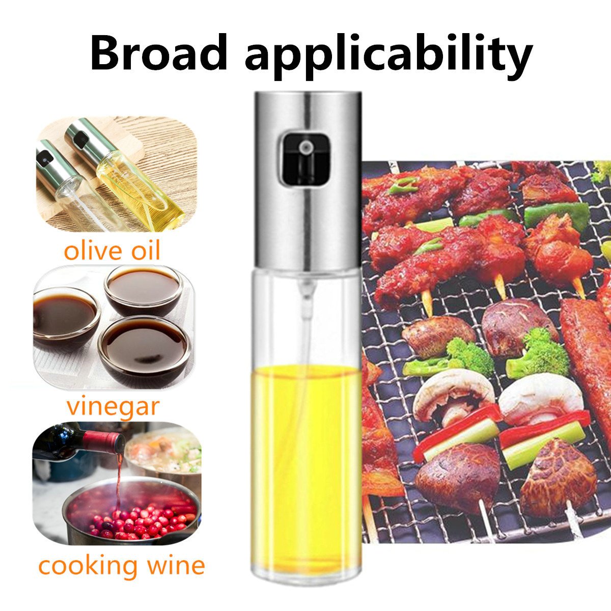 Olive Oil Sprayer, Food-grade Glass Oil Spray Bottle Oil Misters Vinegar Bottle Oil Dispenser for Cooking, Salad, BBQ, Kitchen Baking, Roasting, 3.42-ounce Capacity