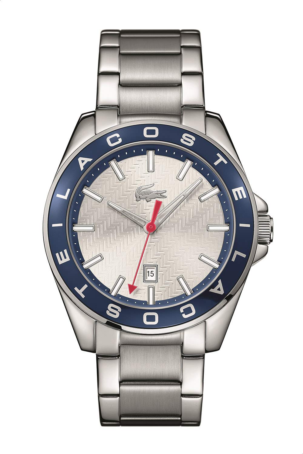 Lacoste 2010887 Stainless Steel Round Analog Watch for Men - Silver, bracelet