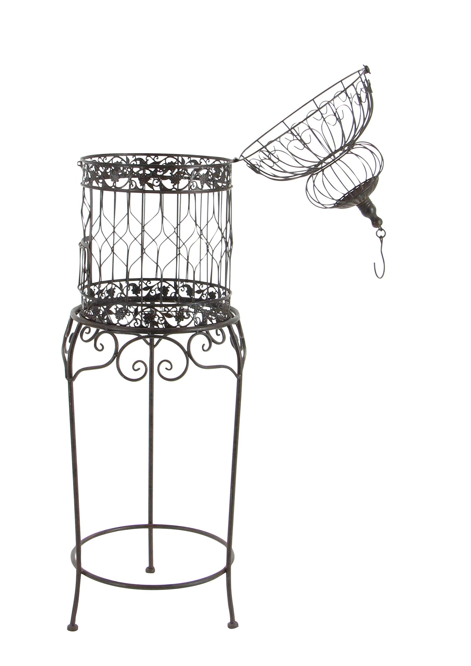 Deco 79 Metal Abstract Birdcage with Latch Lock Closure and Top Hook, 14