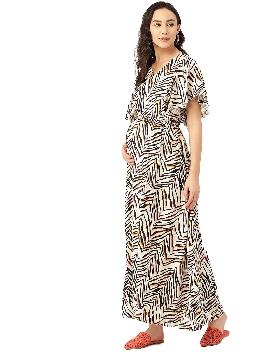 Momstory Women Concealed Zip For Easy Nursing Gathers Dress In Viscose Fabric (Vdrfn502192)
