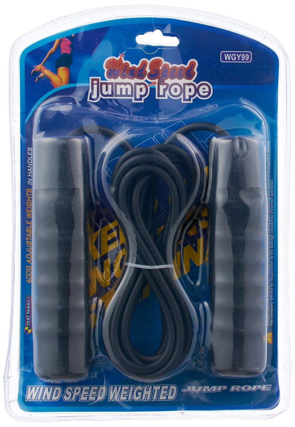 Wind Speed Jump Rope with Foam Handle - Black