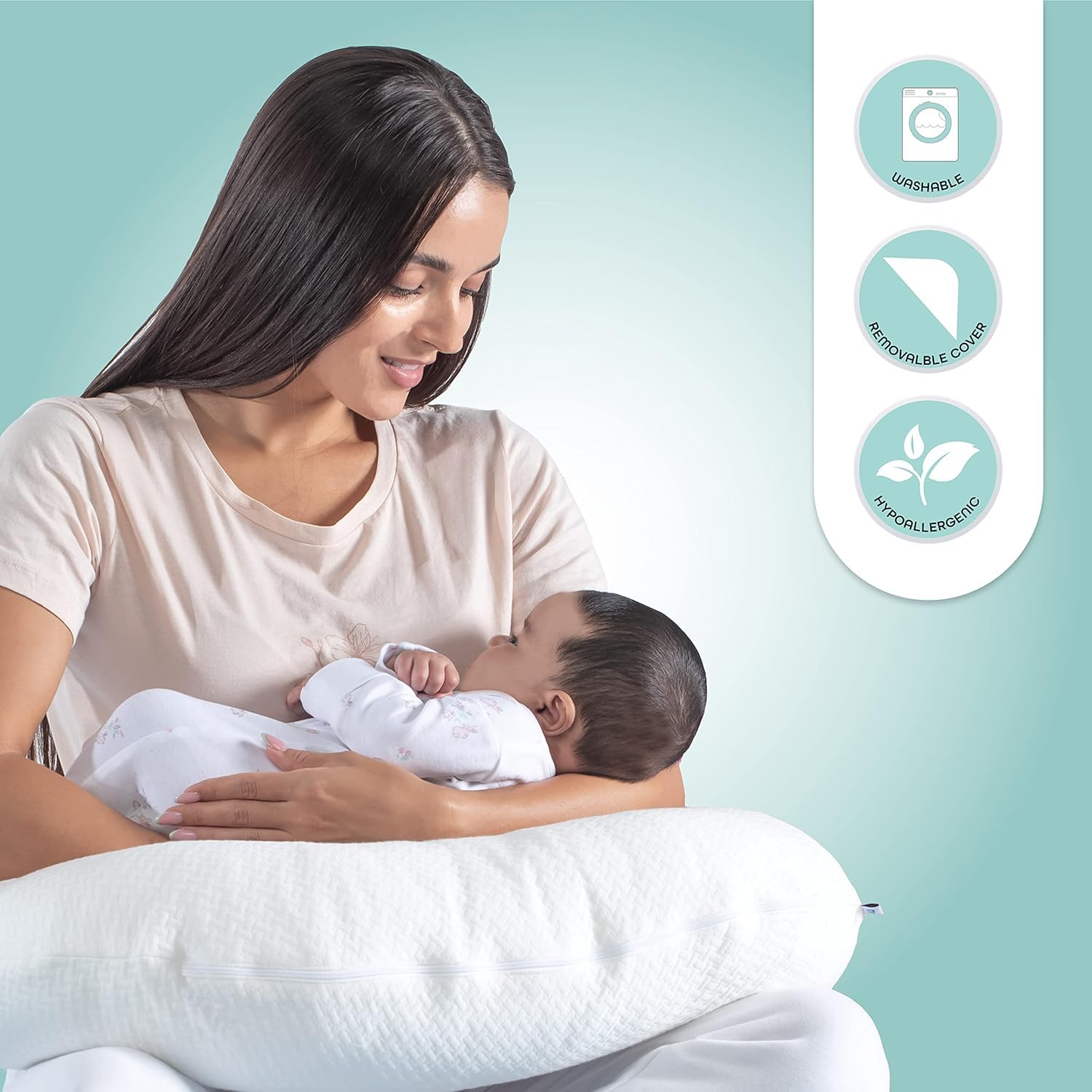 The Moon Brand Organic Nursing and Baby Support Pillow - Portable for Breastfeeding and Travel