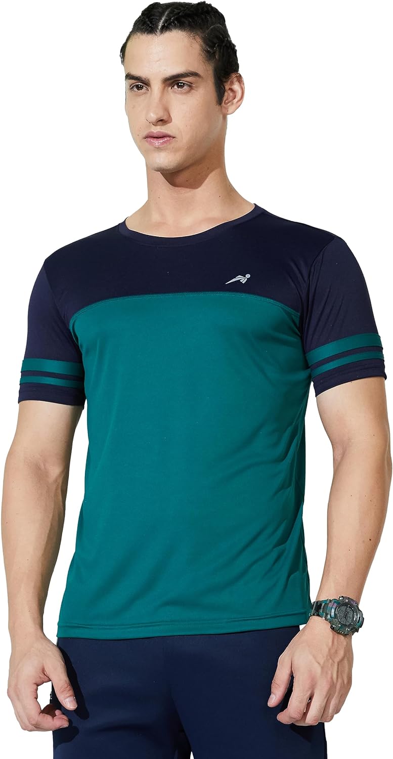 Amazon Brand - Symactive Men's Color Block Regular Fit Half Sleeve Sports T-Shirt