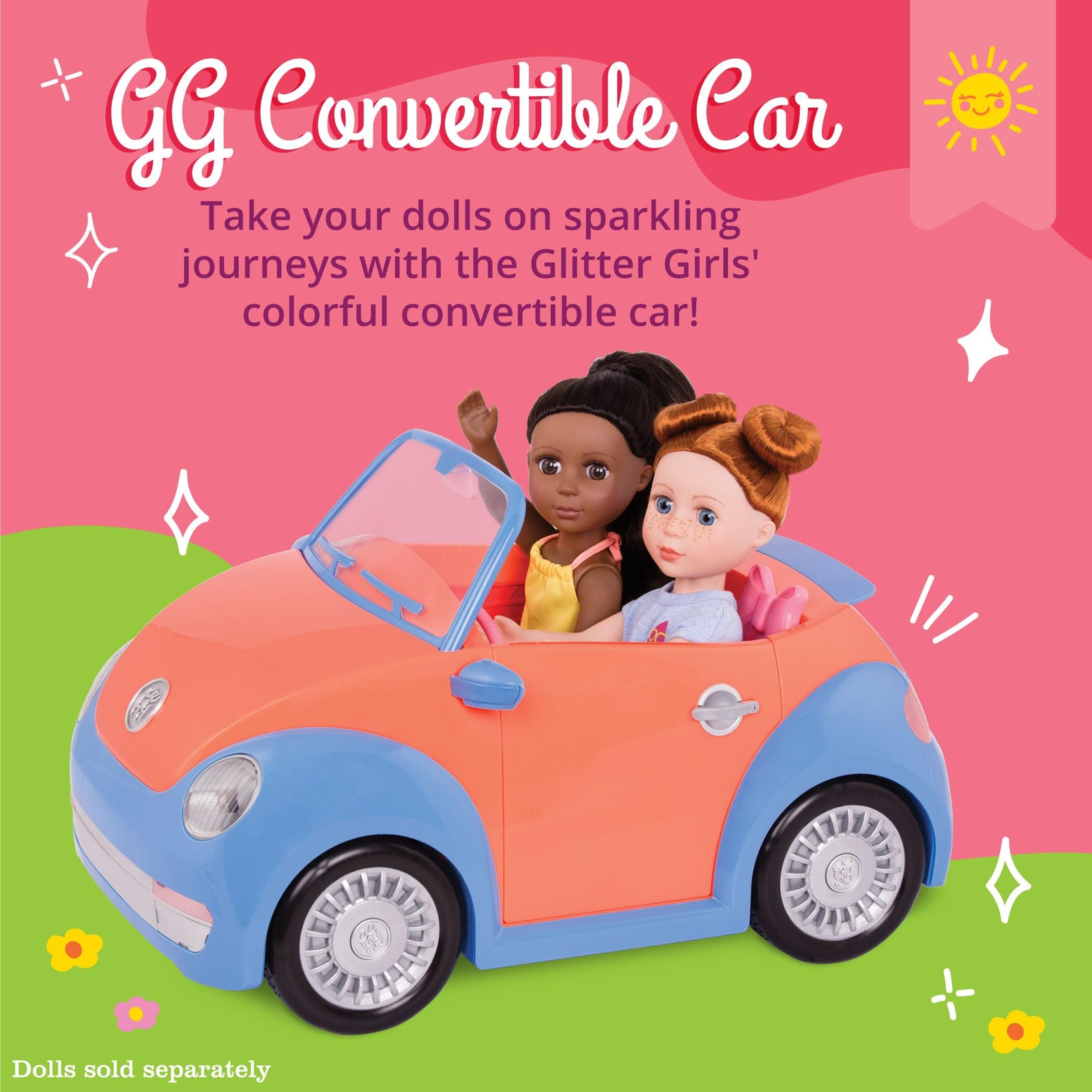 Glitter Girls Convertible Car for 14-inch Dolls (35.6 cm) - Toys, Clothes, & Accessories for Girls Ages 3 and Up