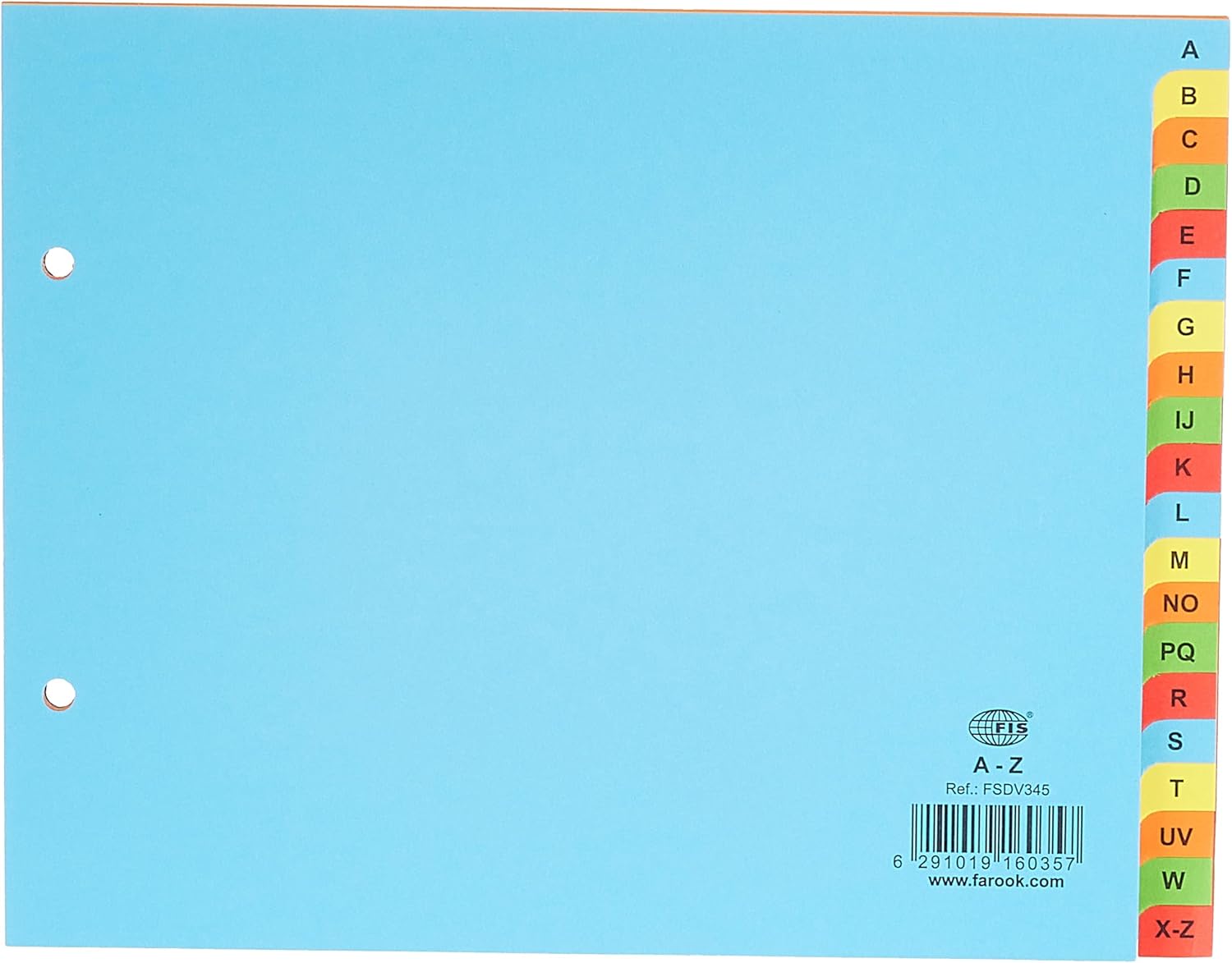 FIS FSDV345 Card Divider, 160 Gsm, A-Z English, A5 Size, Blue