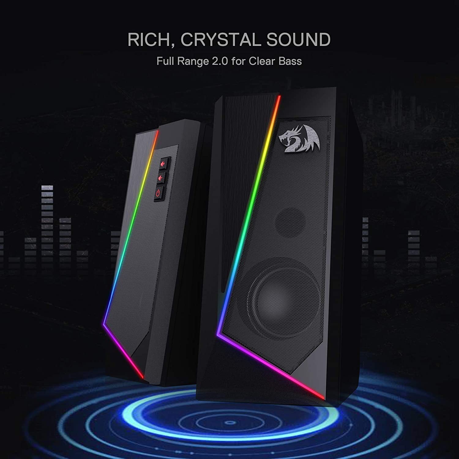 Redragon Gs520 Anvil Rgb Desktop Speakers, 2.0