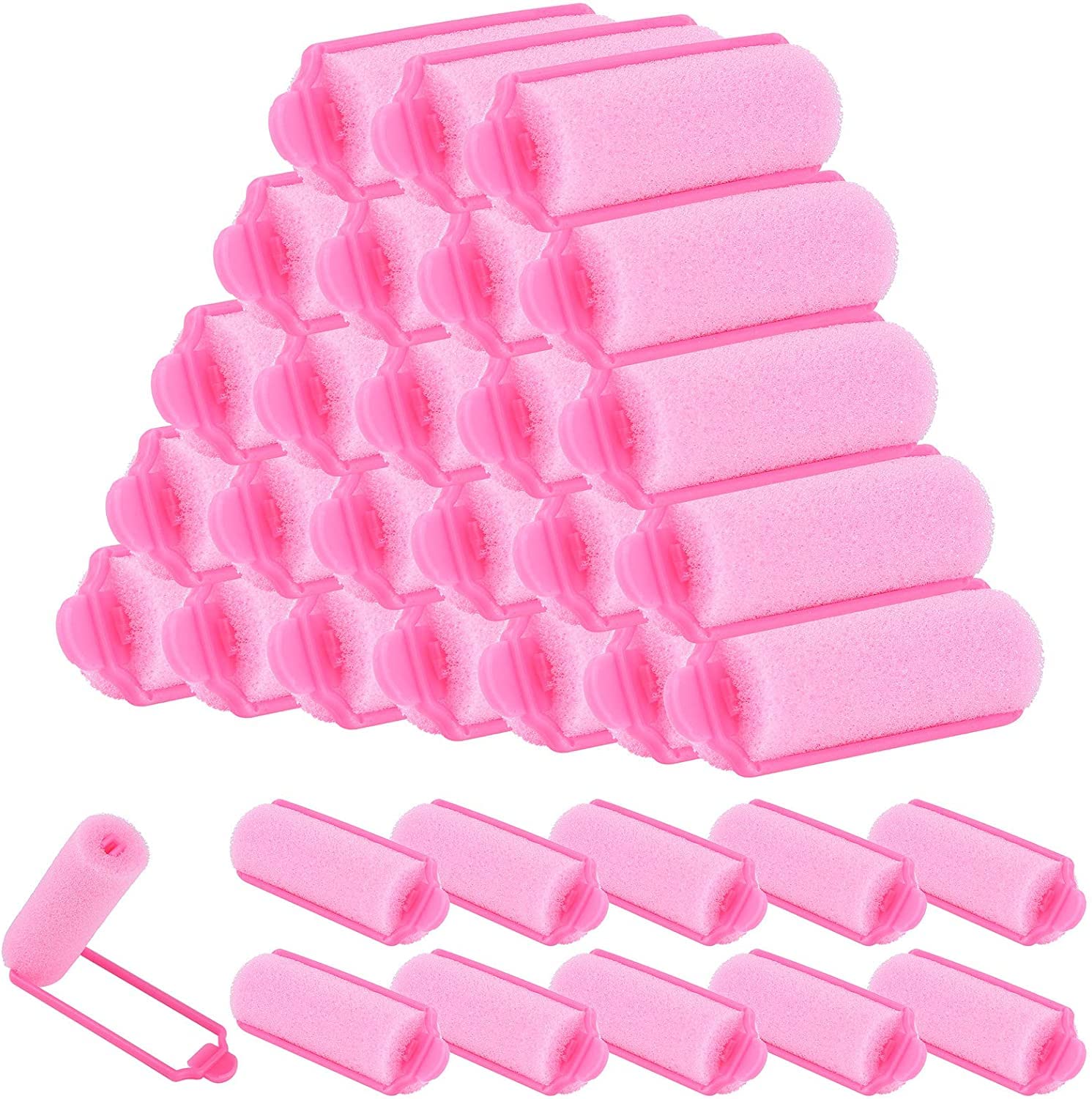 Foam Sponge Hair Rollers, 36 Pieces 20 mm Mini Foam Hair Styling Curlers, Flexible Sponge Curlers, Soft Sleeping Hair Curlers for Adults and Kids, for Women Creating Hair Curls (Pink)