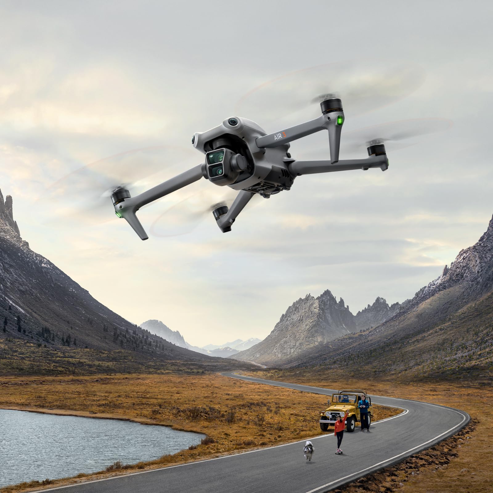 DJI Air 3 Fly More Combo with DJI RC 2, Drone with Tele & Wide-Angle Dual Primary Cameras 4K HDR, 46-Min Flight Time, Two Extra Batteries, MOIAT Certified - UAE Version with Official Warranty Support