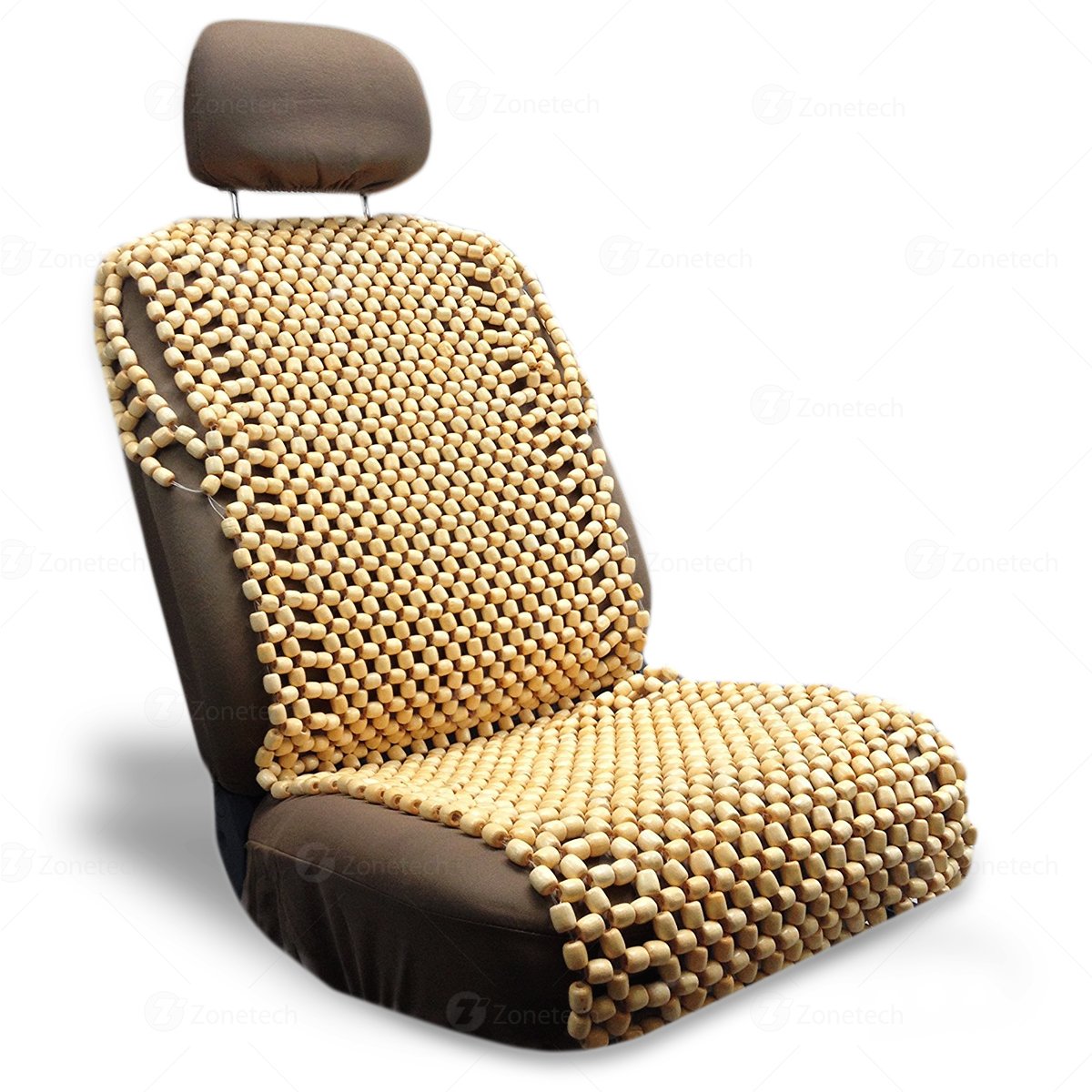 ZONETECH Zone Tech Natural Royal Wood Bead Seat Cover Massage Cool Premium Comfort Cushion - Reduces Fatigue the Car or Truck or your office Chair