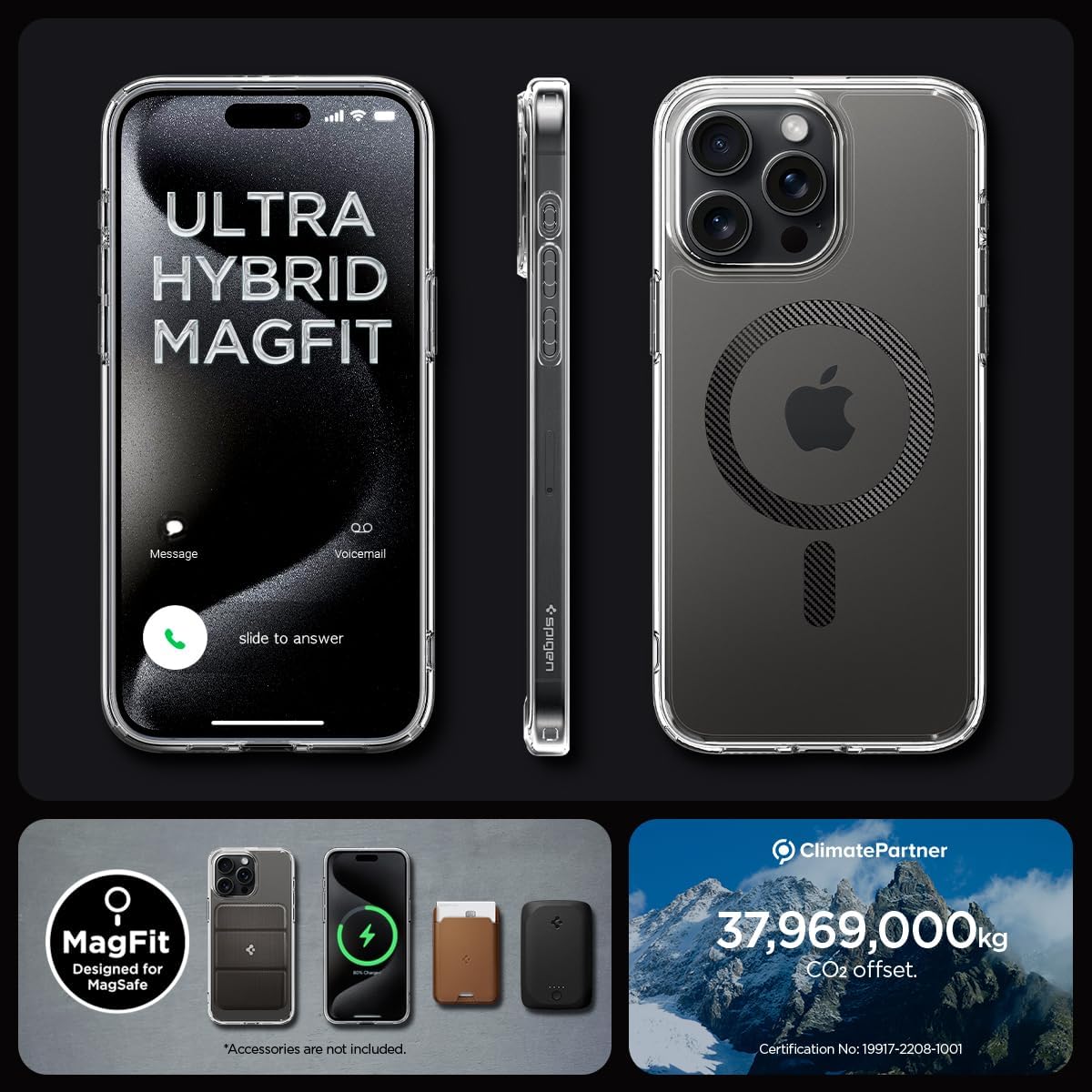 Spigen Ultra Hybrid MagFit designed for iPhone 15 Pro Max case cover compatible with MagSafe - Carbon Fiber