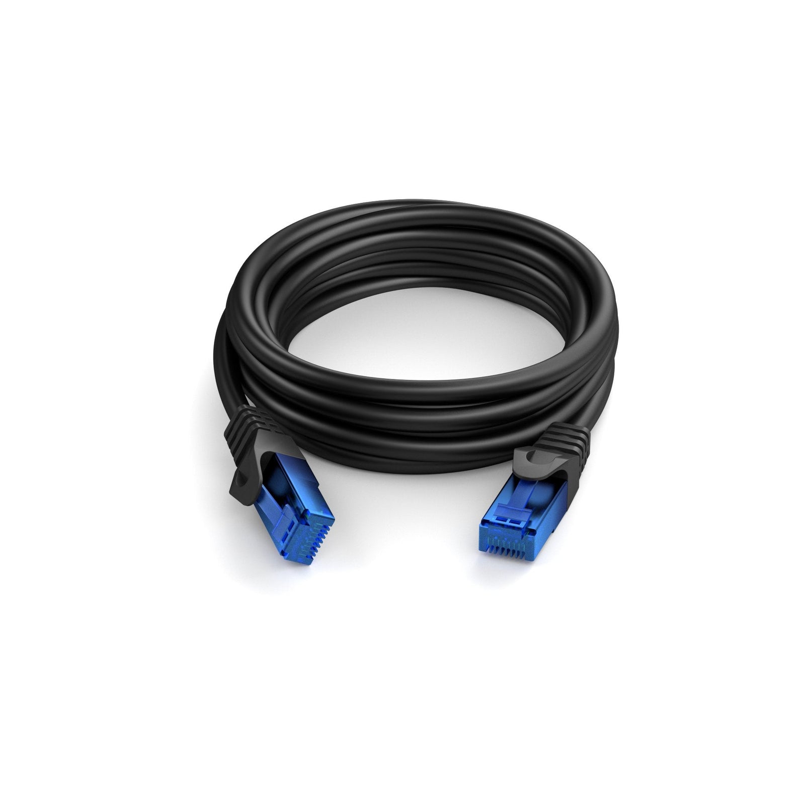 KabelDirekt – 5m – Ethernet, patch & network cable (transfers gigabit internet speed, ideal for 1Gbps networks/LANs, routers, modems, switches, RJ45 plug (blue), black)