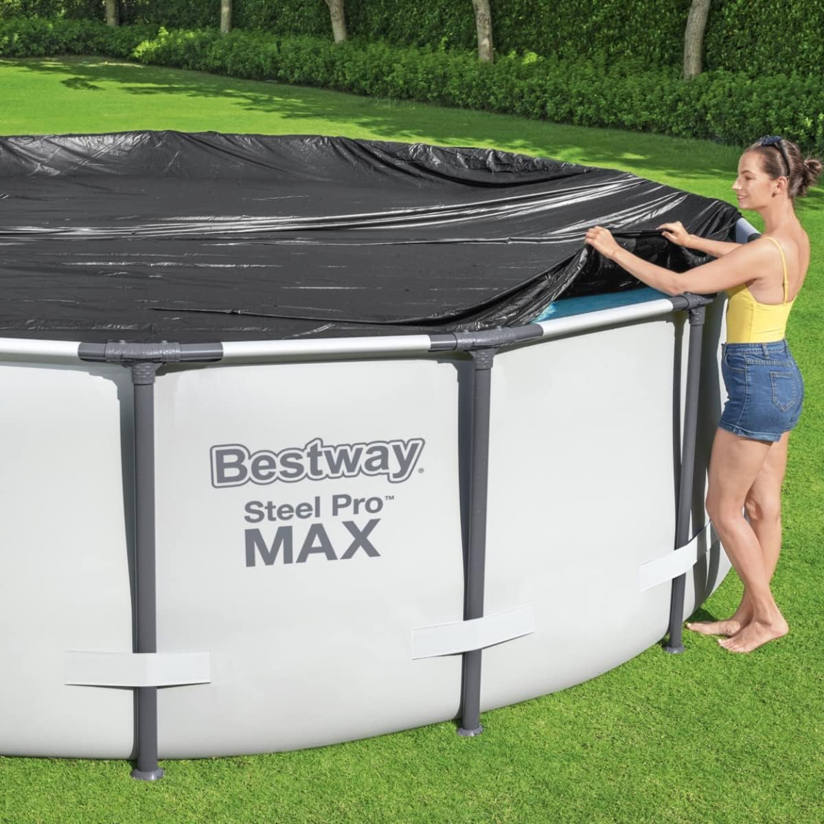 Bestway Above Ground Pool Cover | Waterproof Swimming Pool Cover for Round Pools, Multiple Sizes