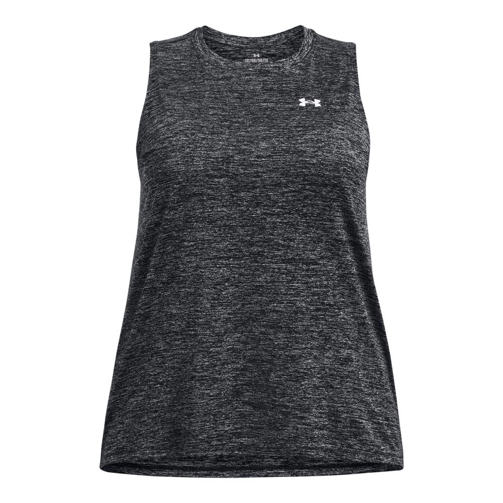 Under Armour womens Tech Twist Tank Top, (001) Black / White, L
