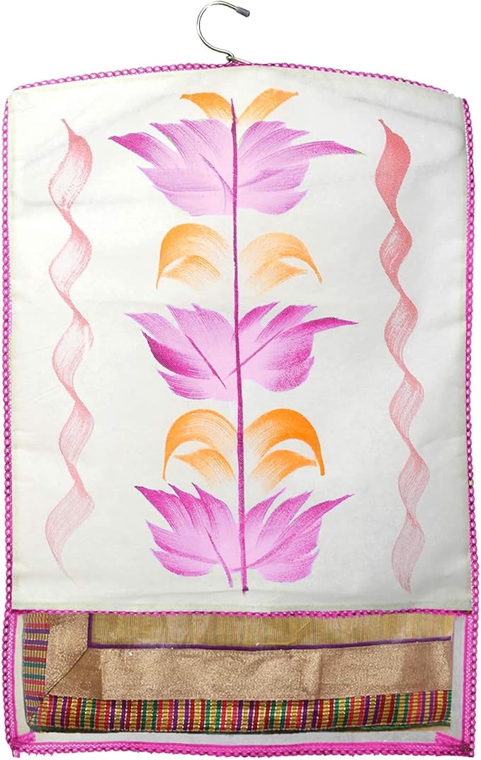 Fun Homes Non Woven Hanging Saree Cover With 1 Zipper Compartment on Back Side- Pack of 9 (Pink)-HS_38_FUNH21524