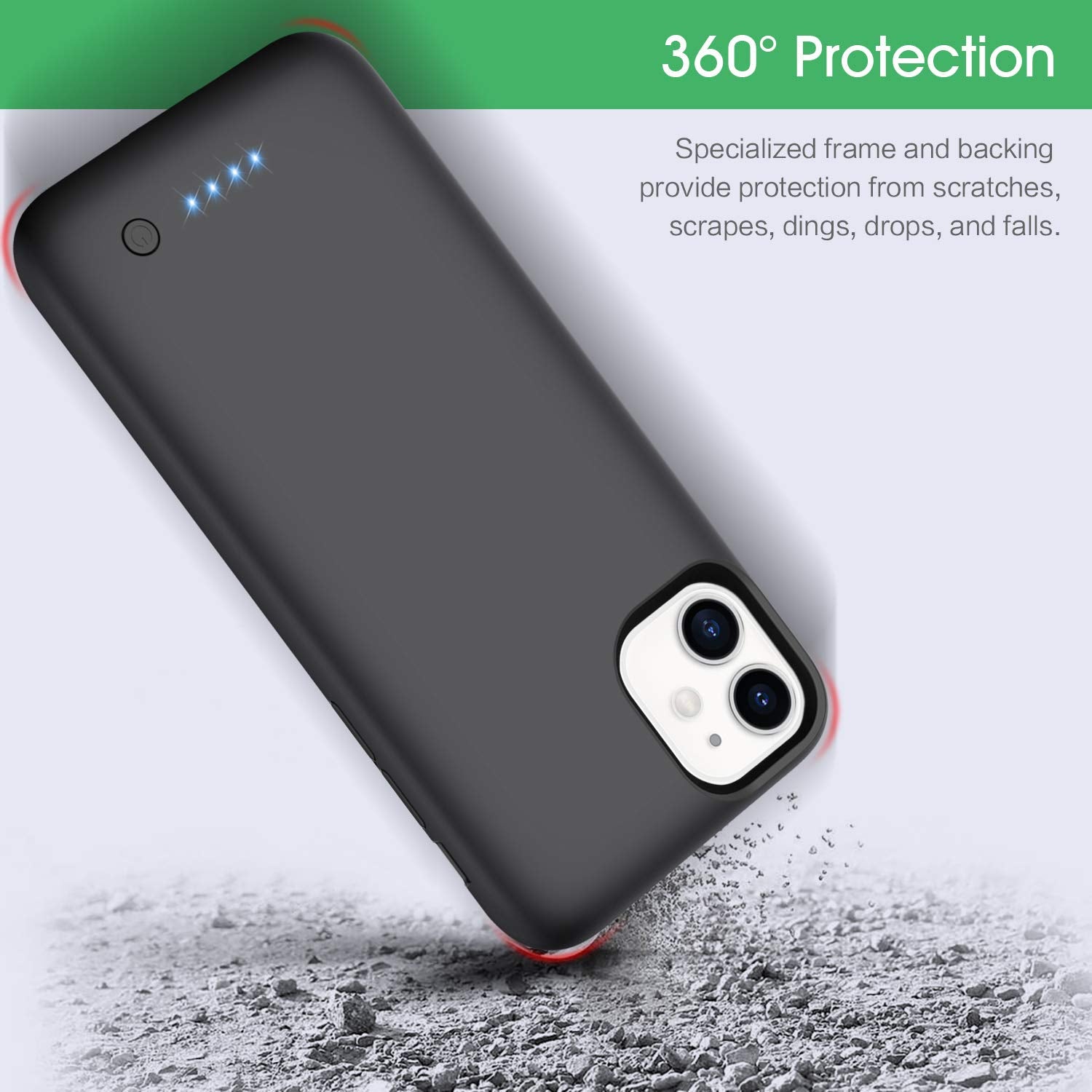 AWH Battery Case for iPhone 11, 4500mAh Protective Portable Charging Case for iPhone 11 Rechargeable Extended Battery Pack Power Backup Cover for Apple 11 [6.1 inch]