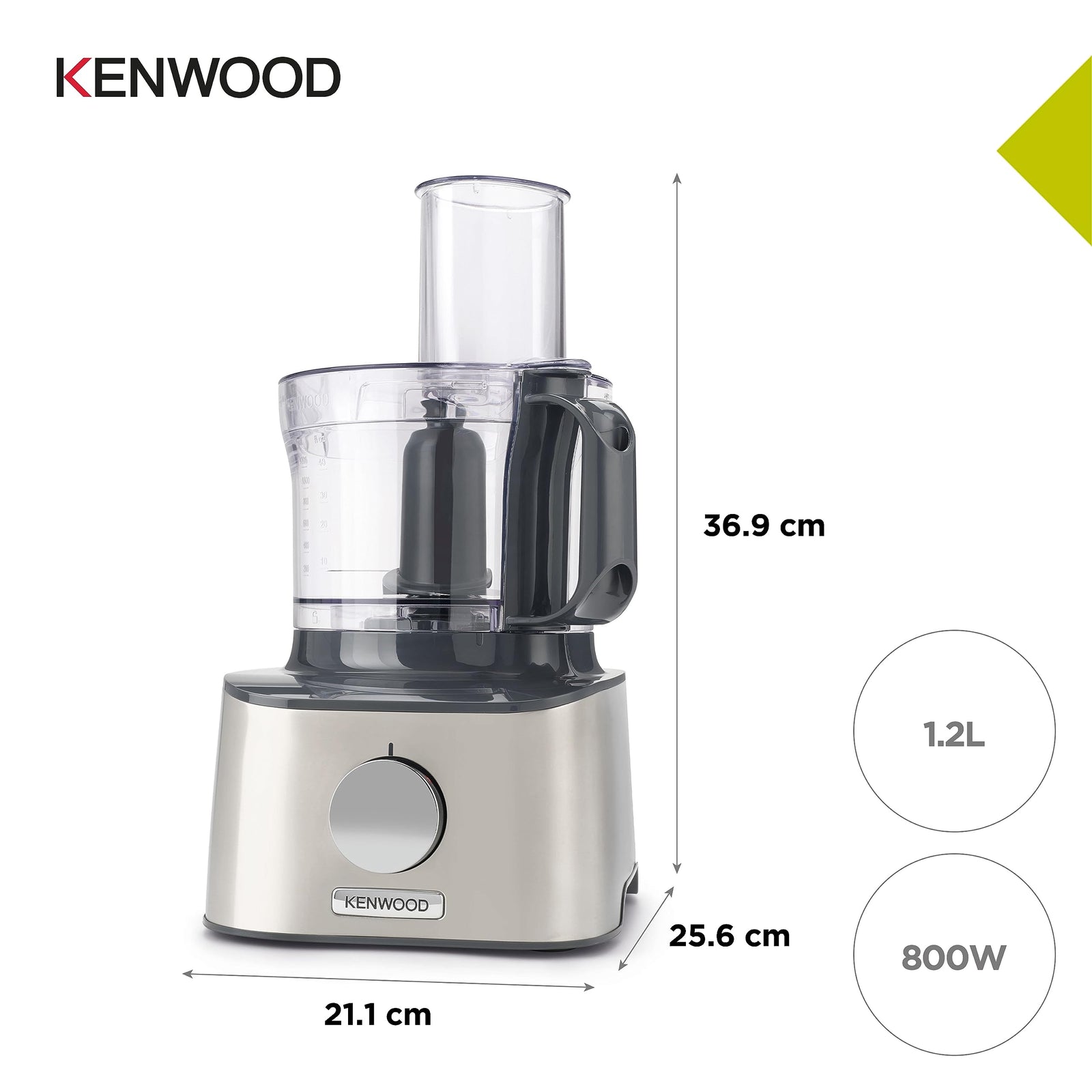 Kenwood Food Processor 800W Multi-Functional With 3 Stainless Steel Disks, Glass Blender, Glass Mill, Juicer Extractror, Dual Metal Whisk, Dough Maker, Citrus Juicer Fdm307Ss Silver