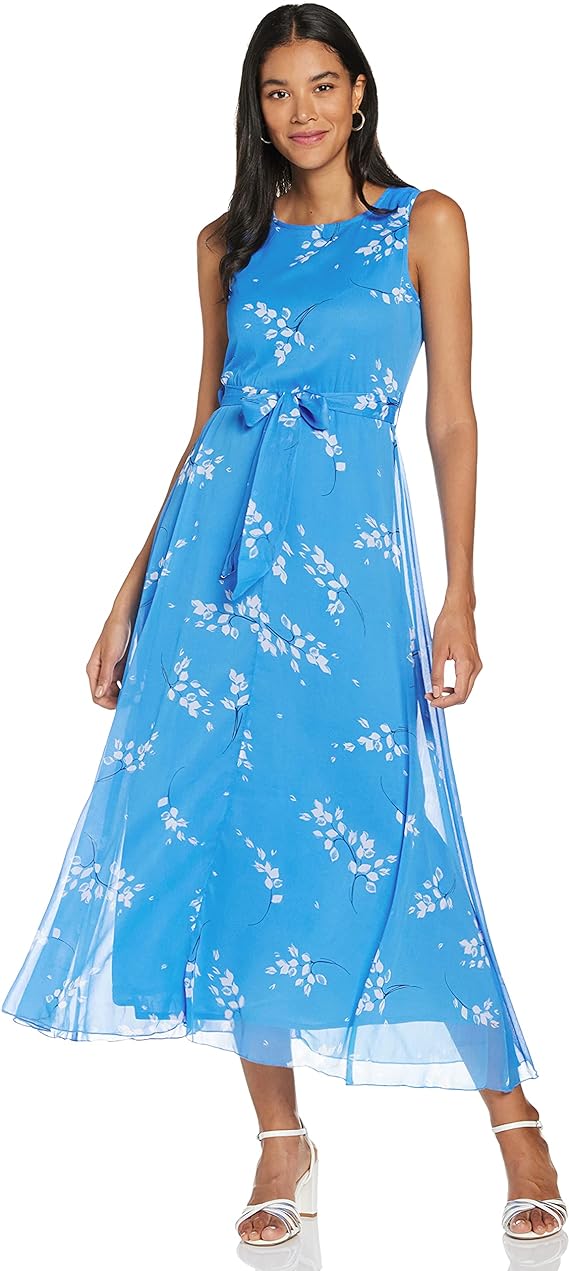 styleville.in womens Styleville.in Women's Flared printed maxi dress with waist tie up Fit And Flare