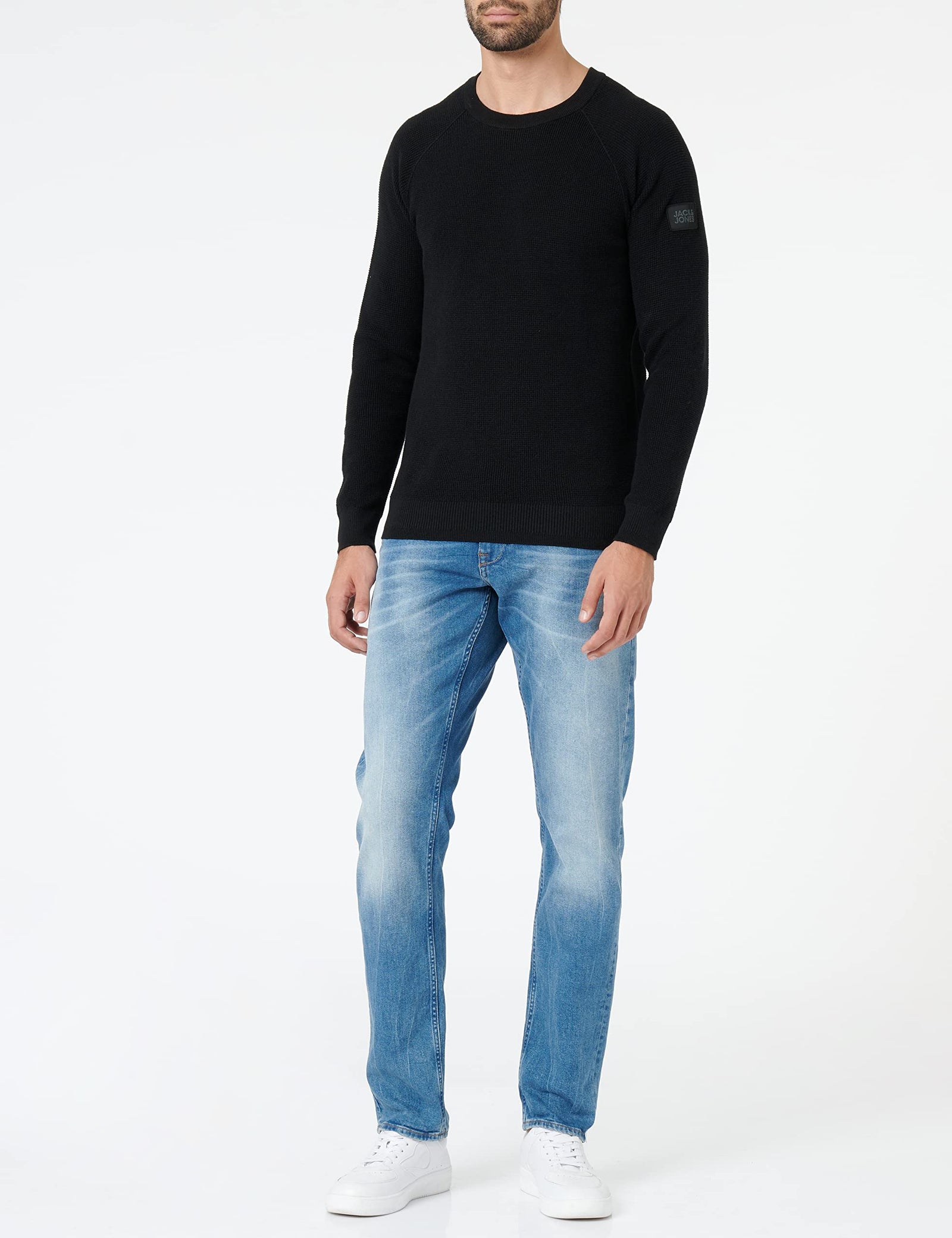 Jack & Jones mens Classic Waffle Knit Crew Neck Sweater (pack of 1)