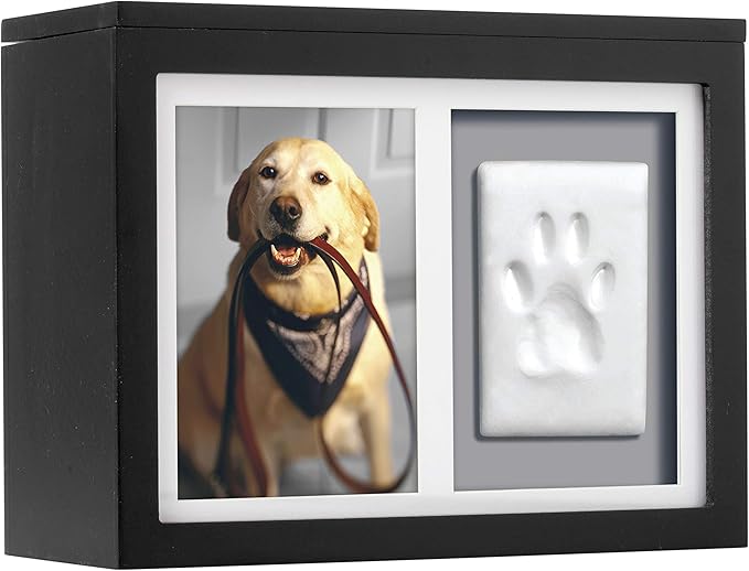 Pearhead Pet Photo Memory Box And Impression Kit For Dog Or Cat Paw Print, Black