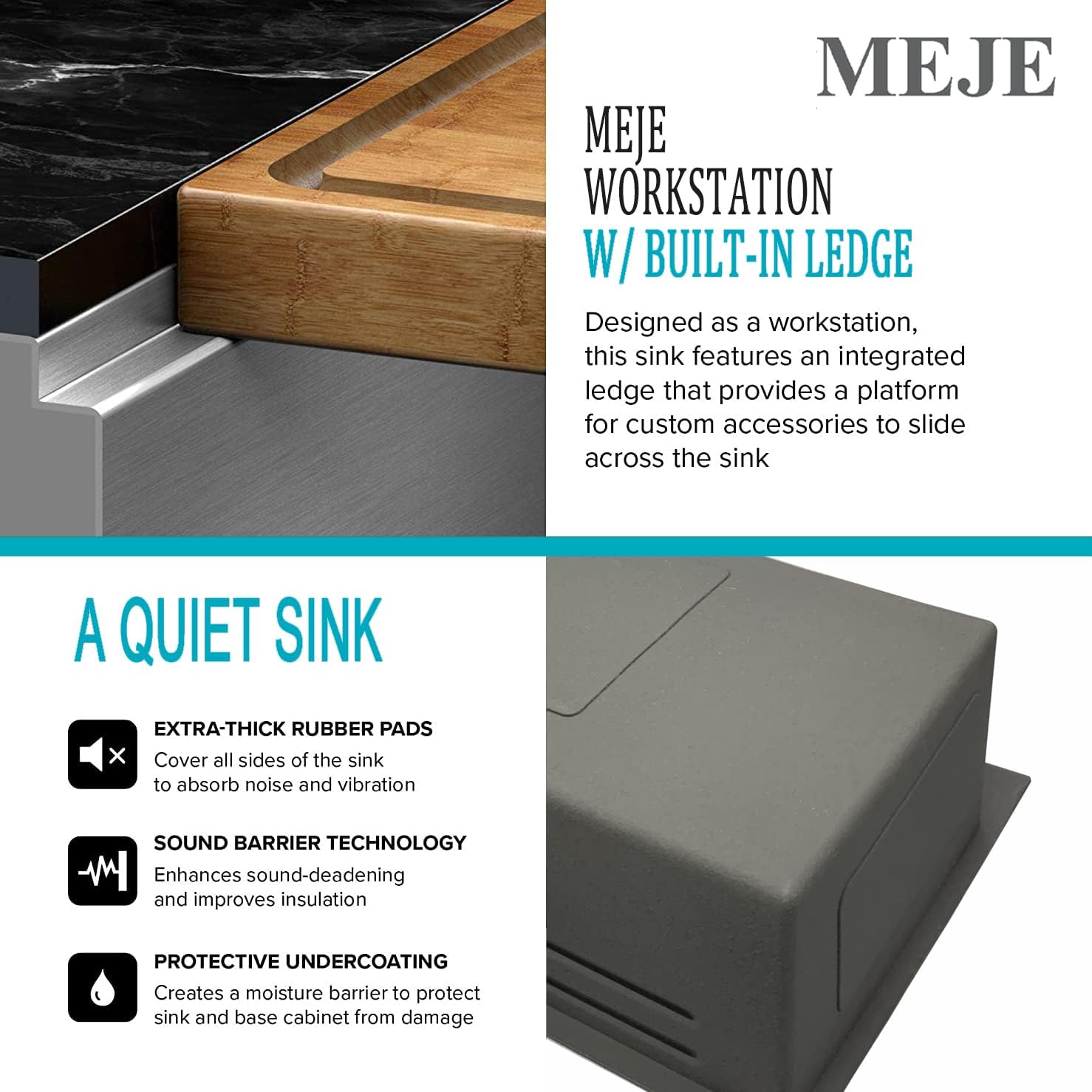 Black Stainless Steel Workstation Kitchen Sink