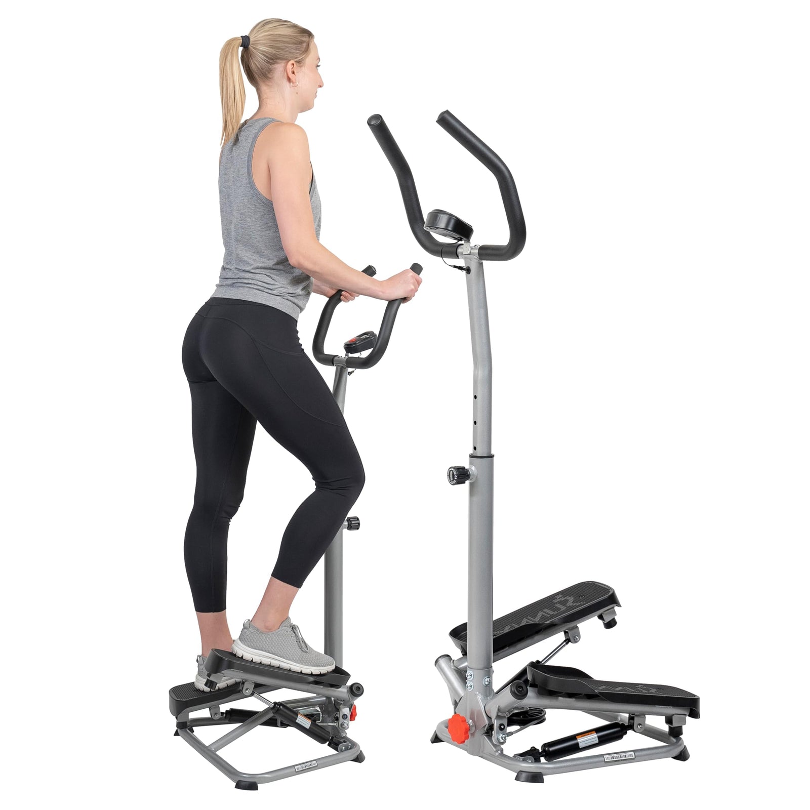 Sunny Health & Fitness Mini Stepper for Exercise Low-Impact Stair Step Cardio Equipment with Resistance Bands, Digital Monitor, Optional Twist Motion Stepper and stepper with Handlebar