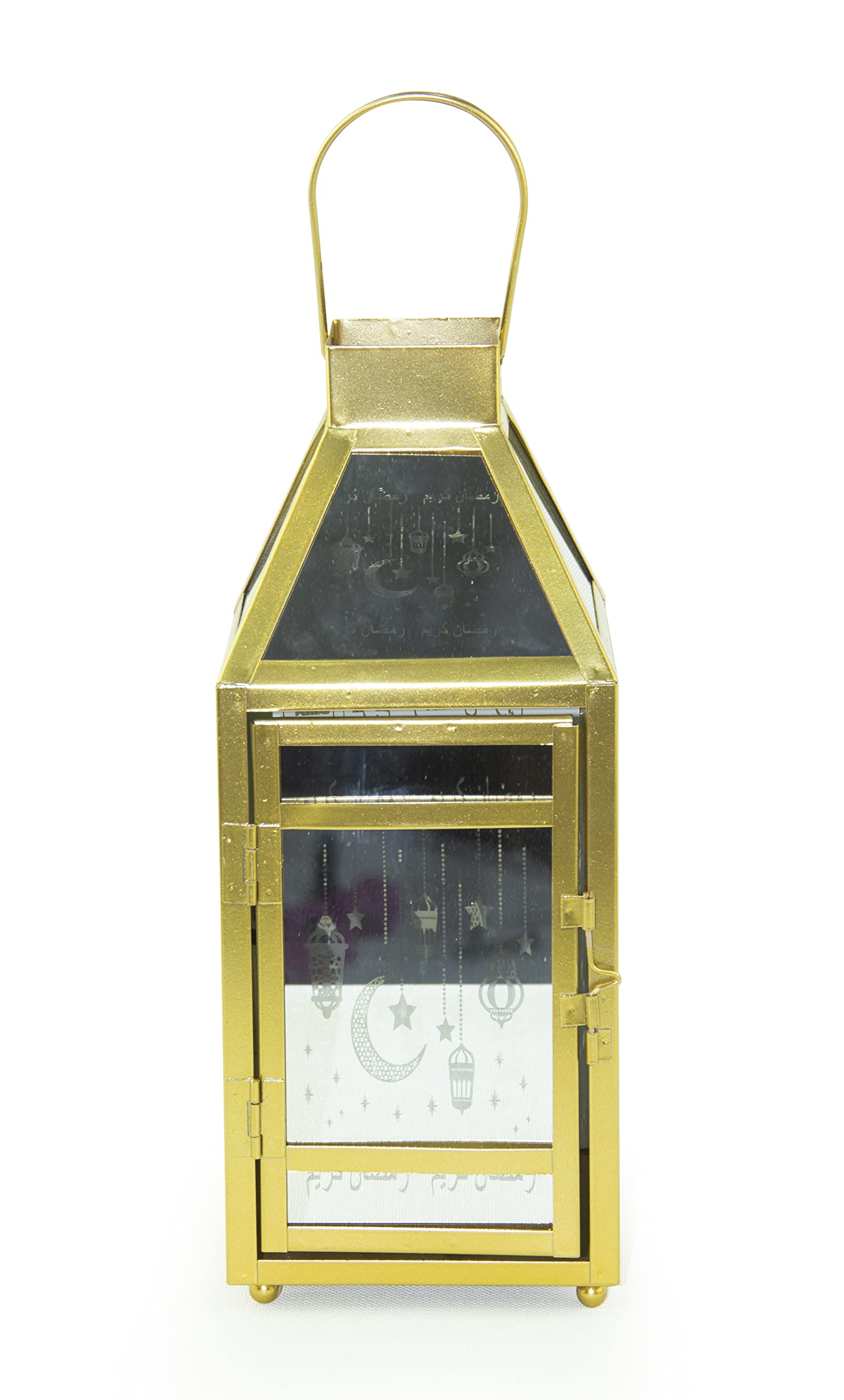 Arabic Lantern, Led Fanoos Light For Ramadan Home Décor Table & Hanging Lantern, Vintage Decorative Tabletop indoor & Outdoor Size 40x10cm, Color Golden
