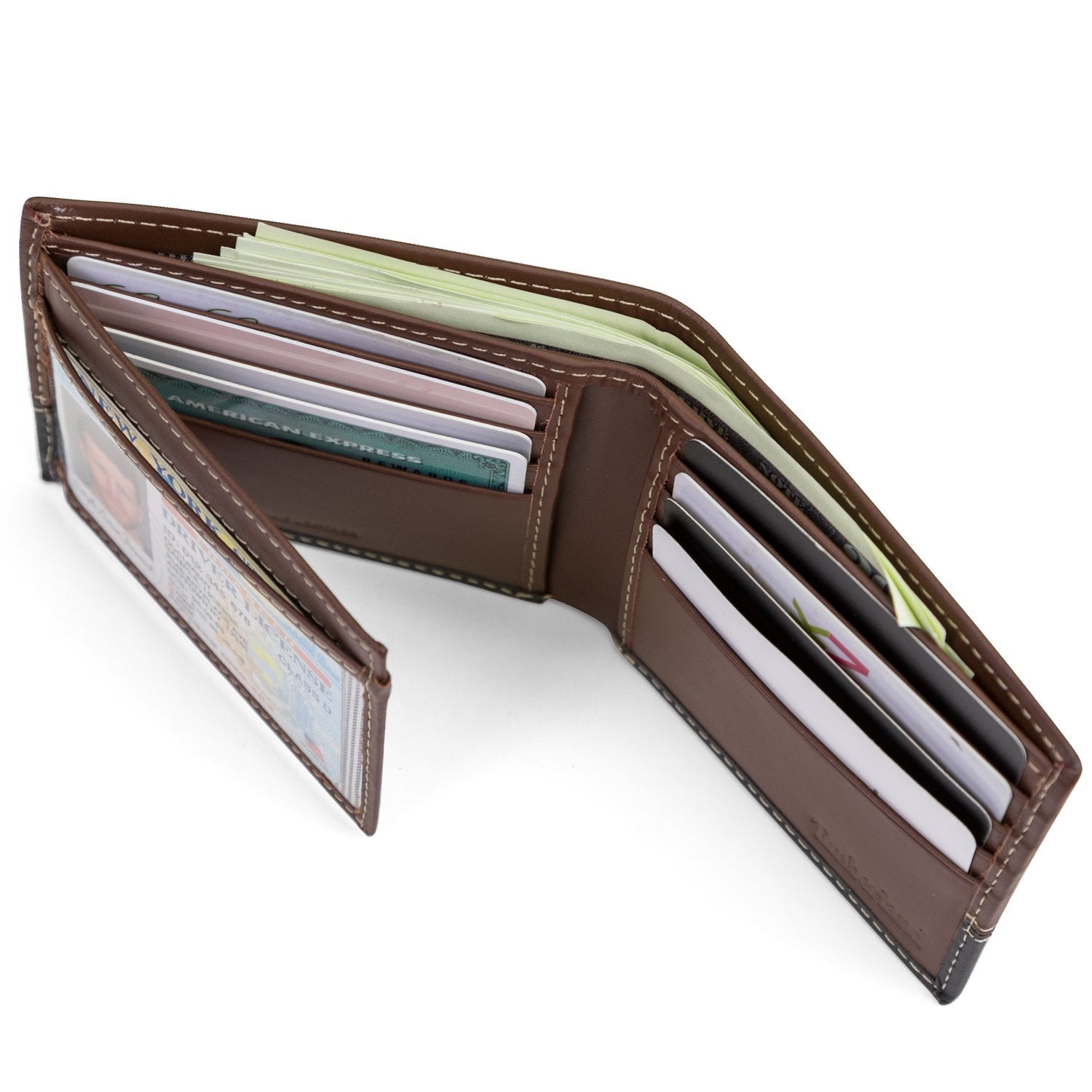 Timberland Men's Leather Passcase Wallet Trifold Wallet Hybrid