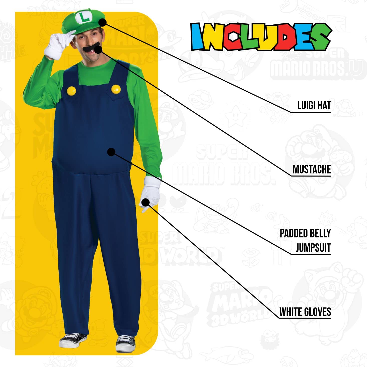 Disguise mens Luigi Deluxe Adult Costume Adult Sized Costumes (pack of 1)