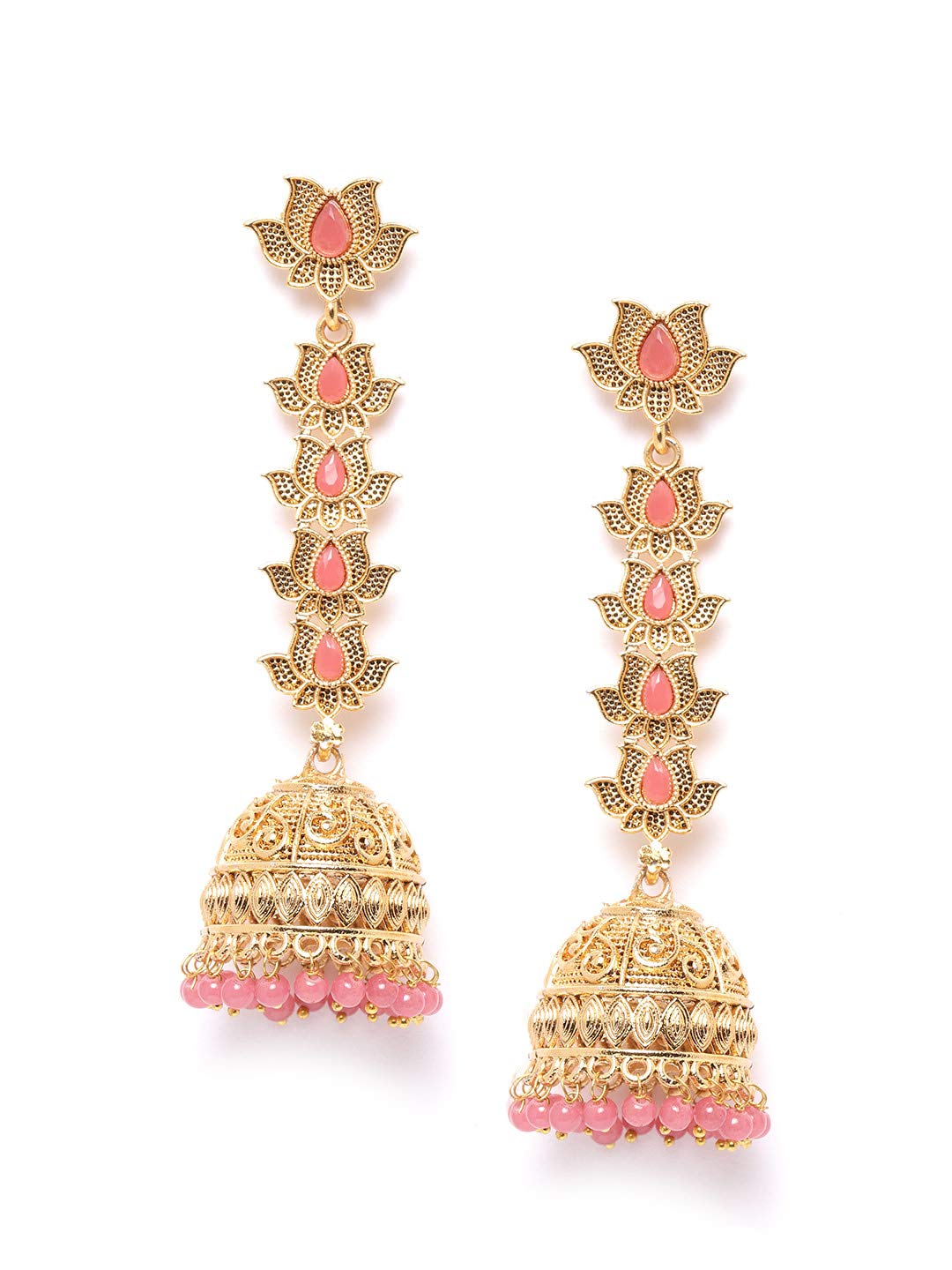 ZAVERI PEARLS LotUS Jhumki Earrings For Women (Golden) (Zpfk9647)