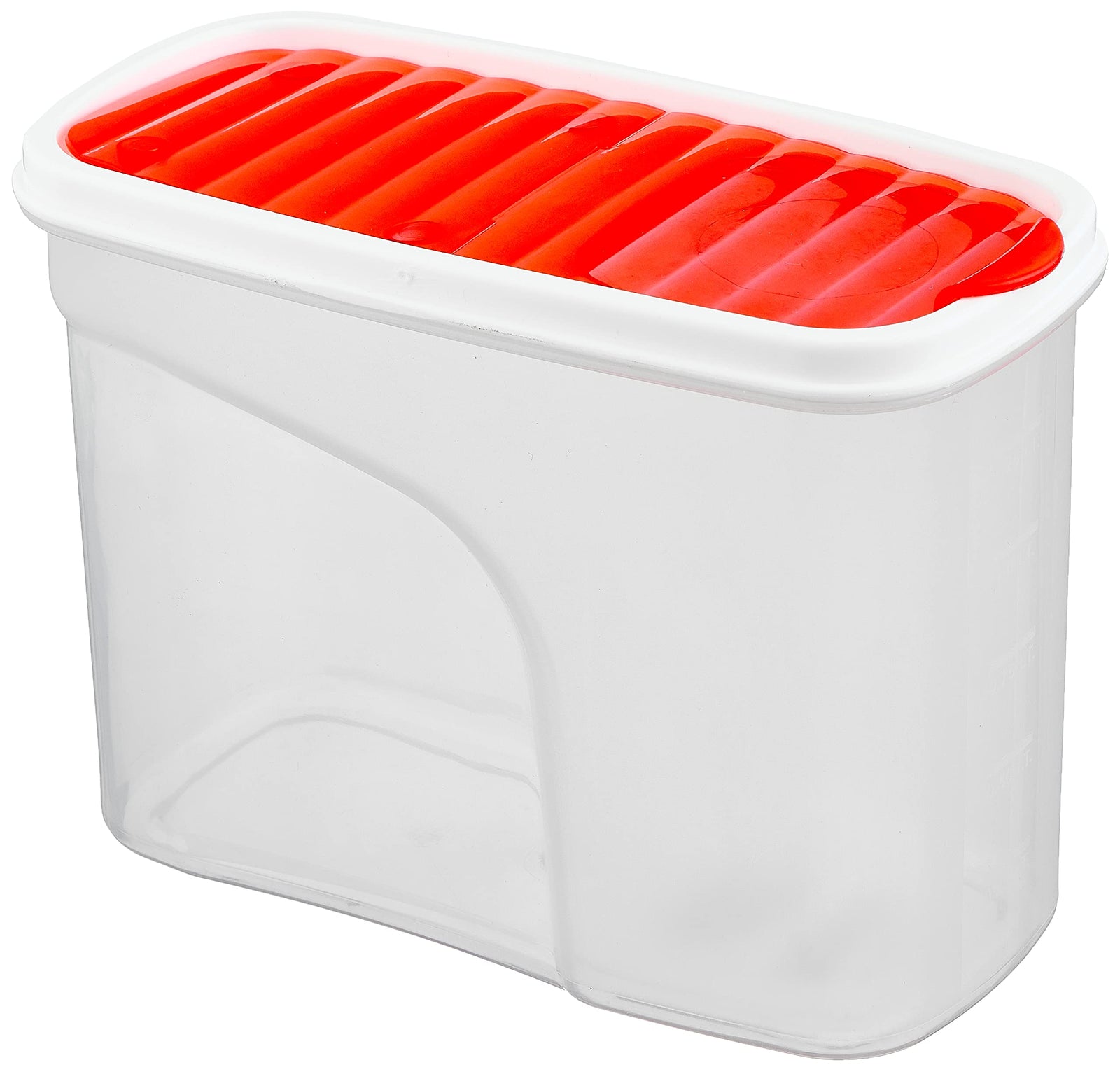 Small rectangular plastic storage container for legumes with lid (1.5 litres) - orange * white