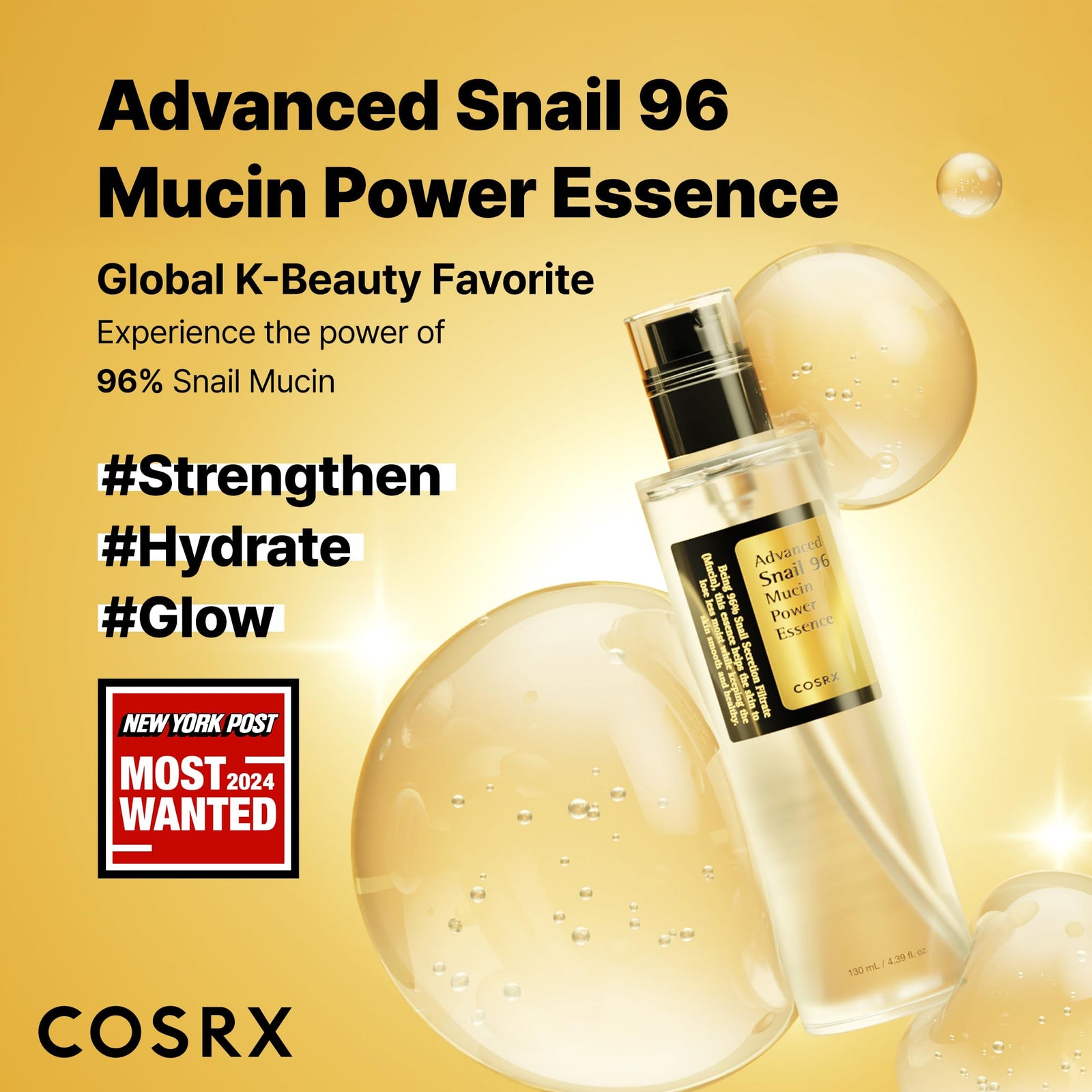 Cosrx, Advanced Snail 96 Mucin Power Essence , 3.38 Fl Oz (100 ml) -Open Box