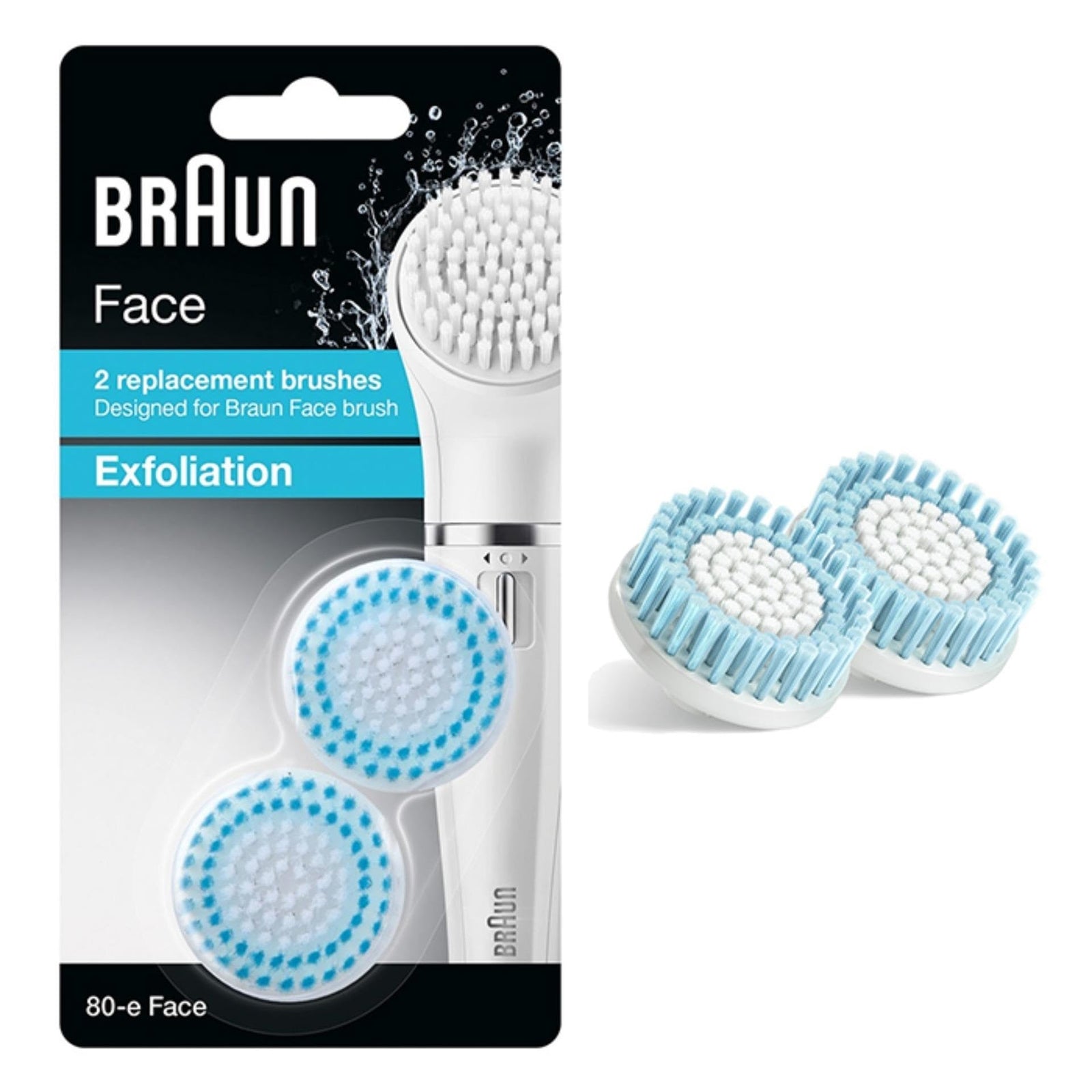 Braun Face 80-E Exfoliation Brush For Cleaning Pore Deep – Pack Of 2 Replacement Brushes