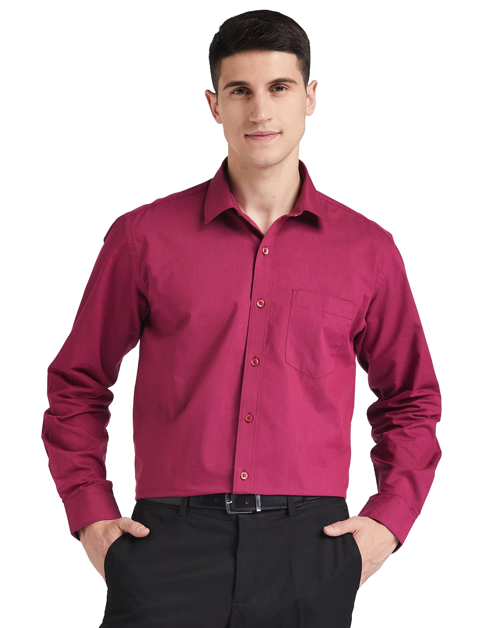 Amazon Brand - Symbol Men's Solid Regular Fit Full Sleeve Formal Shirt