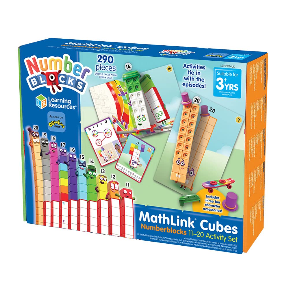 Learning Resources MathLink Cubes Numberblocks 11-20 Activity Set, 30 Numberblocks Activities Linked to TV Episodes, 155 Numberblocks MathLink Cubes & More, Ages 3+